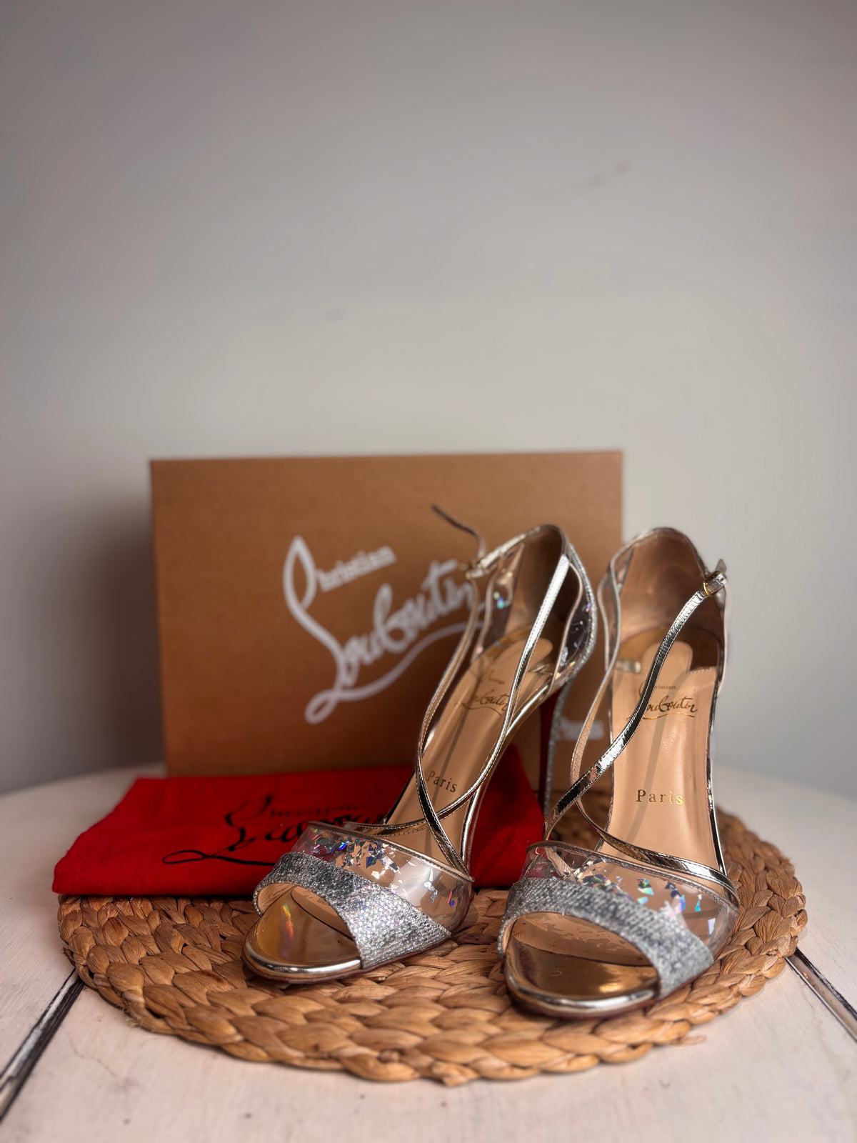 Christian Louboutin Slikova 100 Heels (Glitter Iridescent PVC)