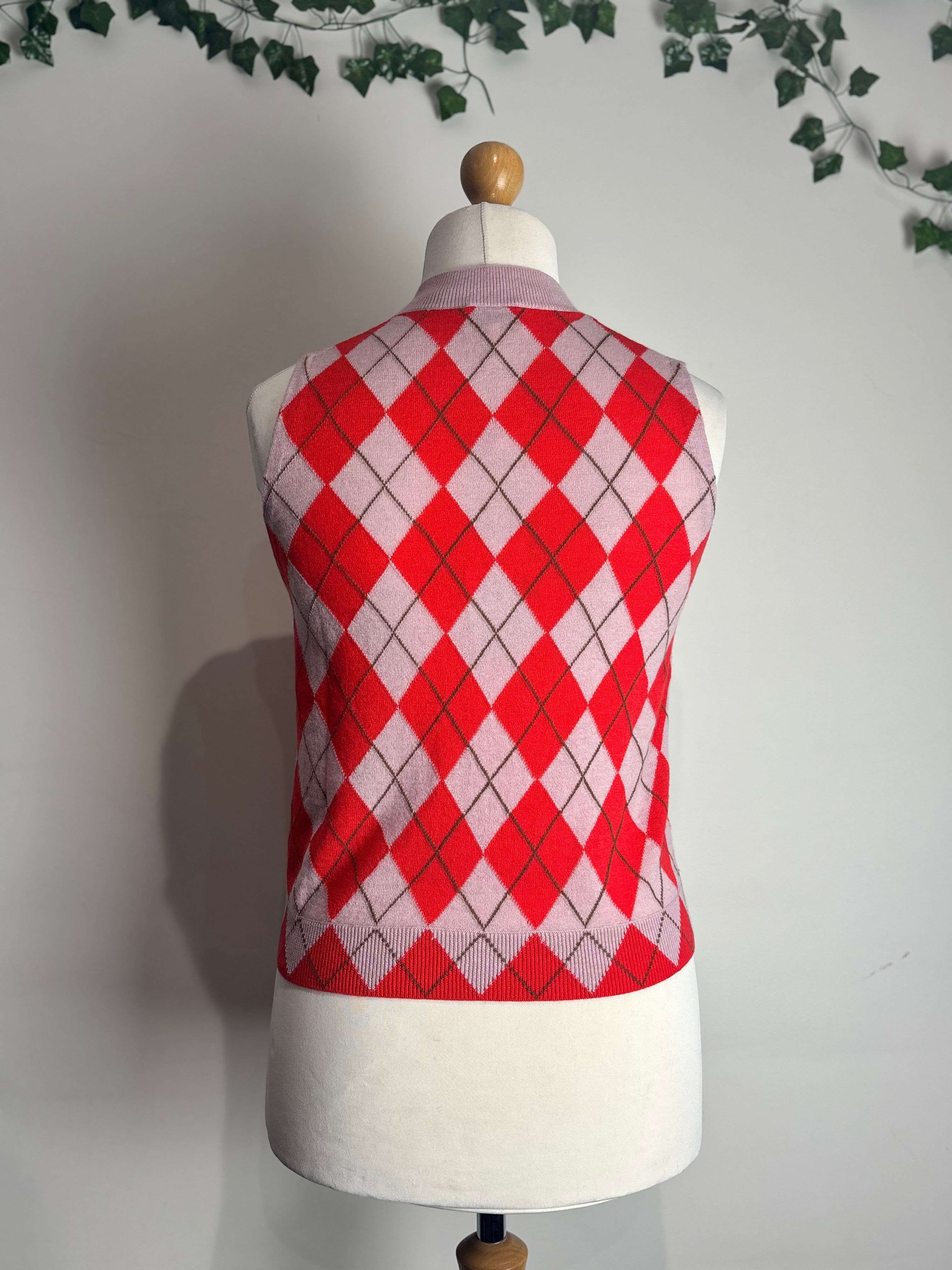 ME+EM Fine Argyle Slim Knit Vest