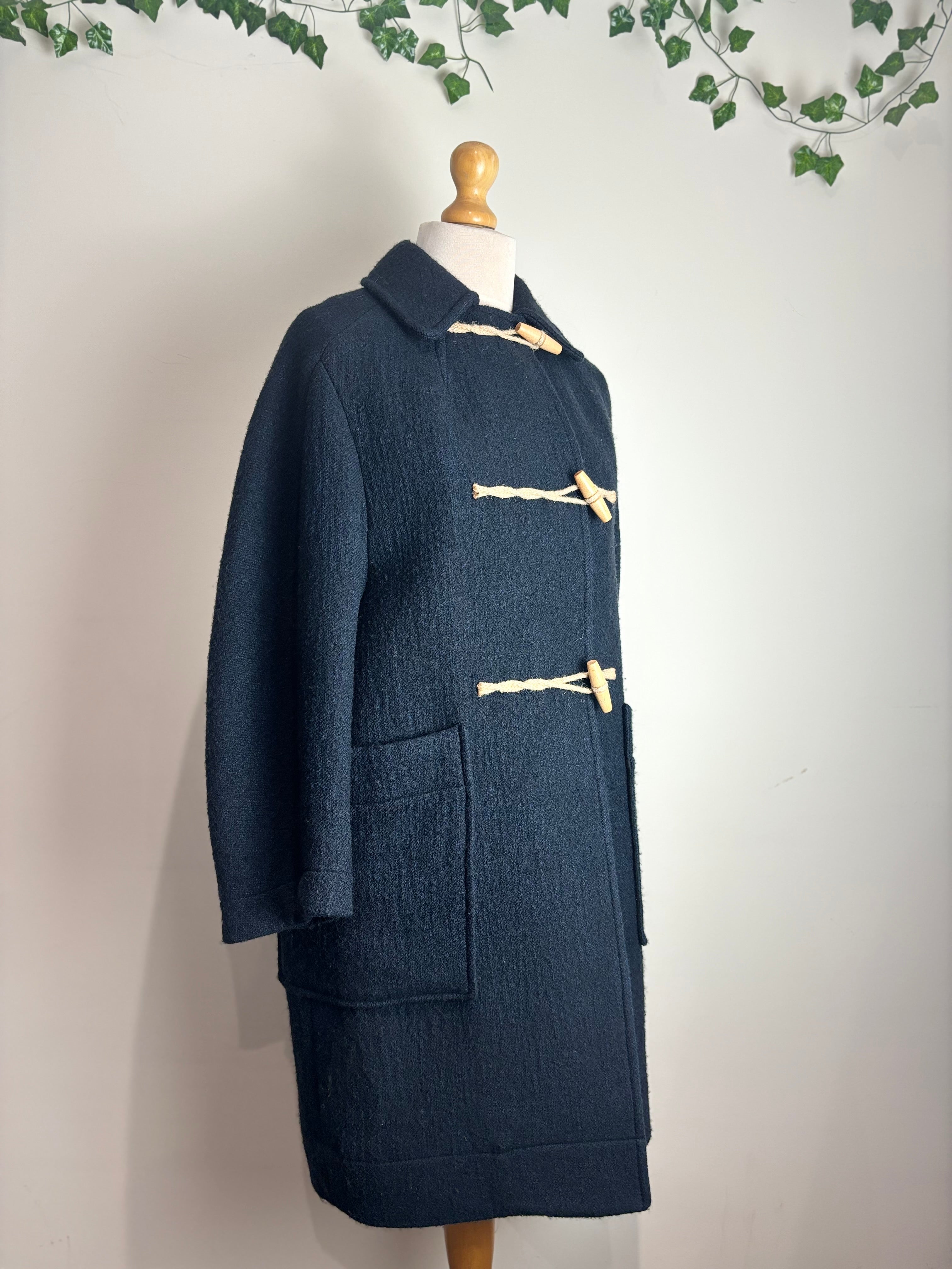 Toast Navy Textured Toggle Duffle Coat