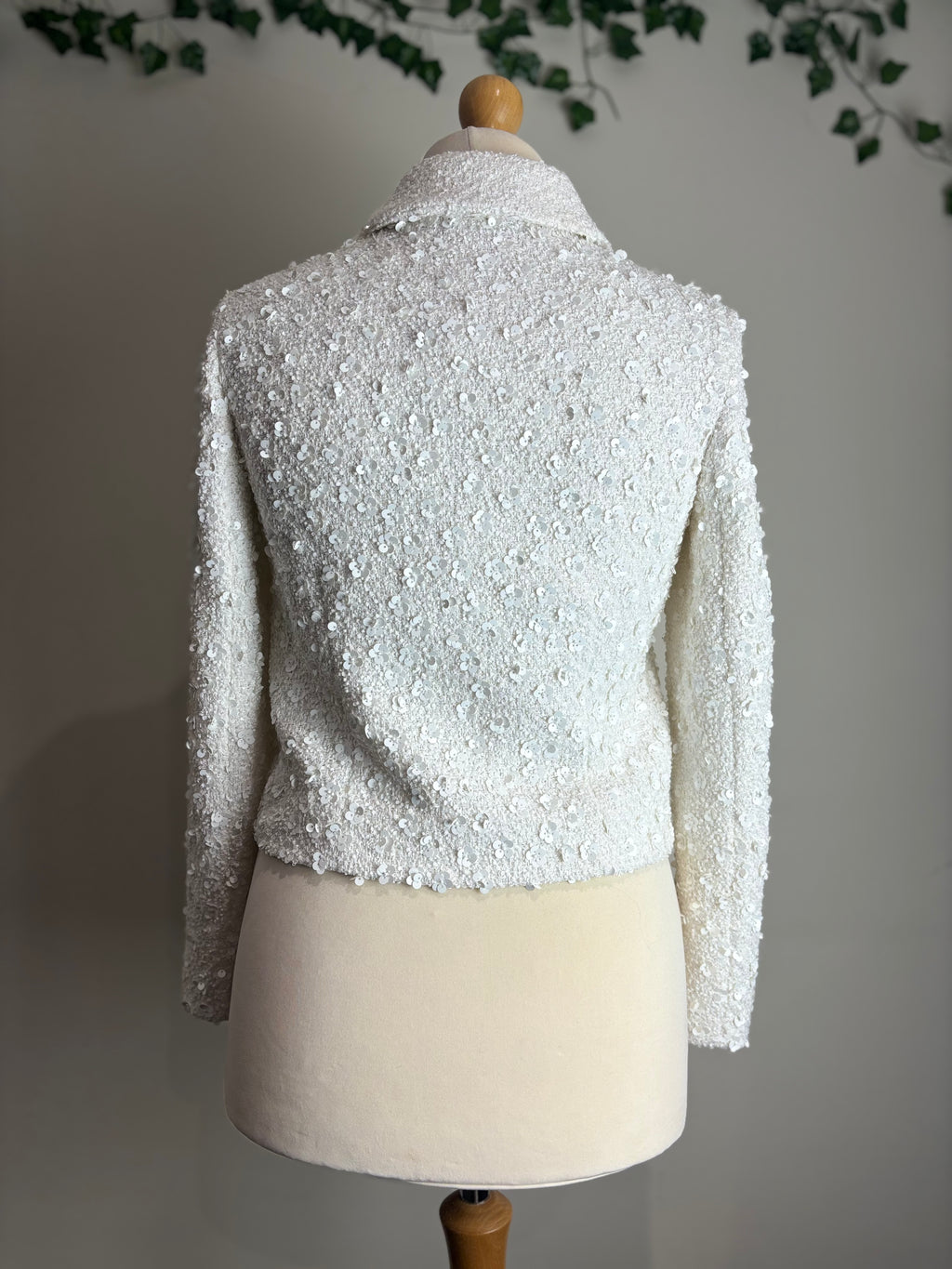 Zara White Sequin Cropped Jacket