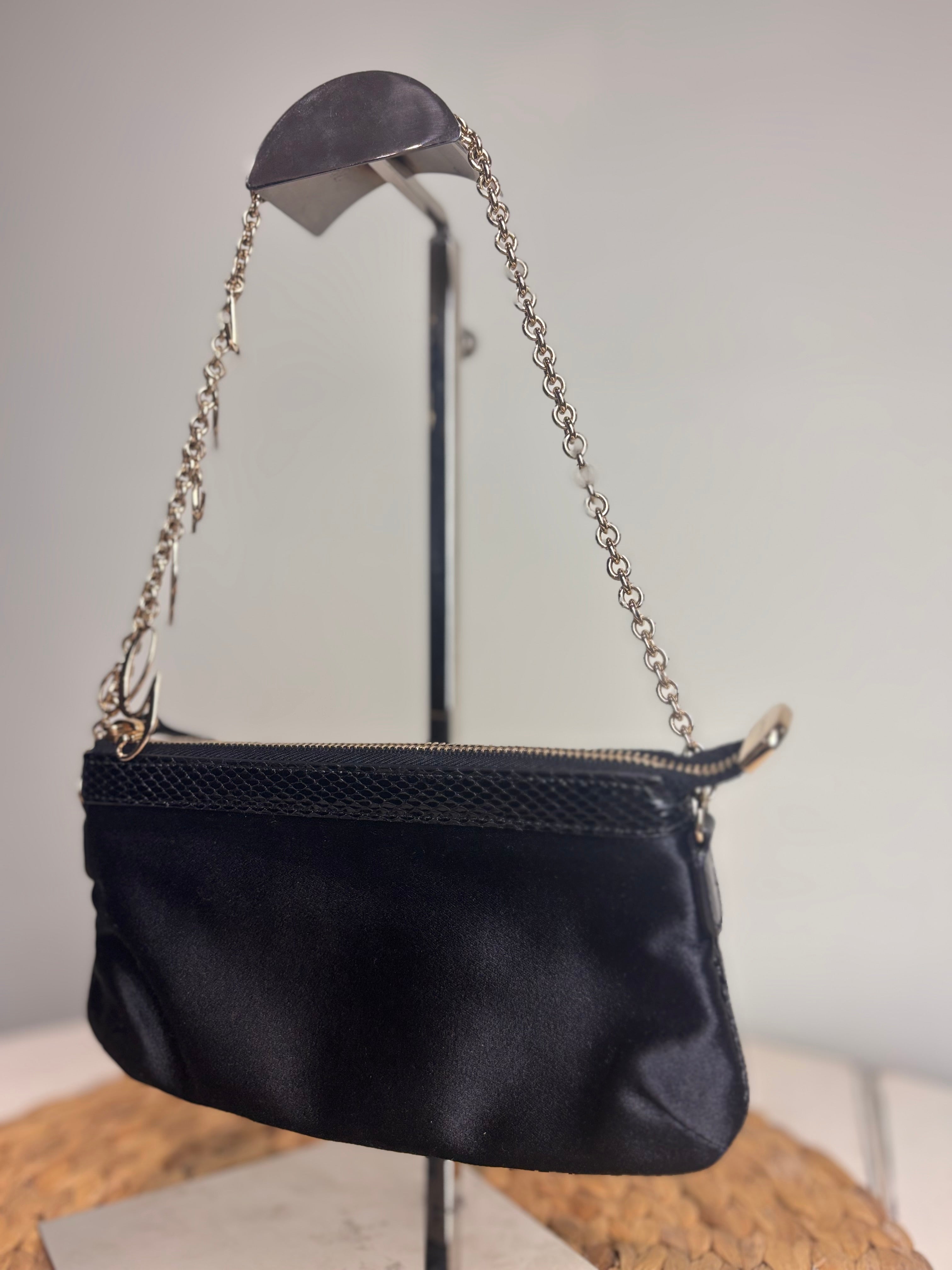 GUCCI Charm Chain Satin Pouchette