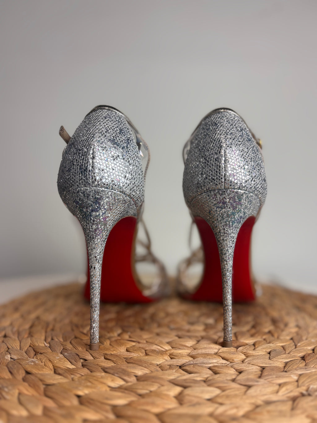 Christian Louboutin Slikova 100 Heels (Glitter Iridescent PVC)