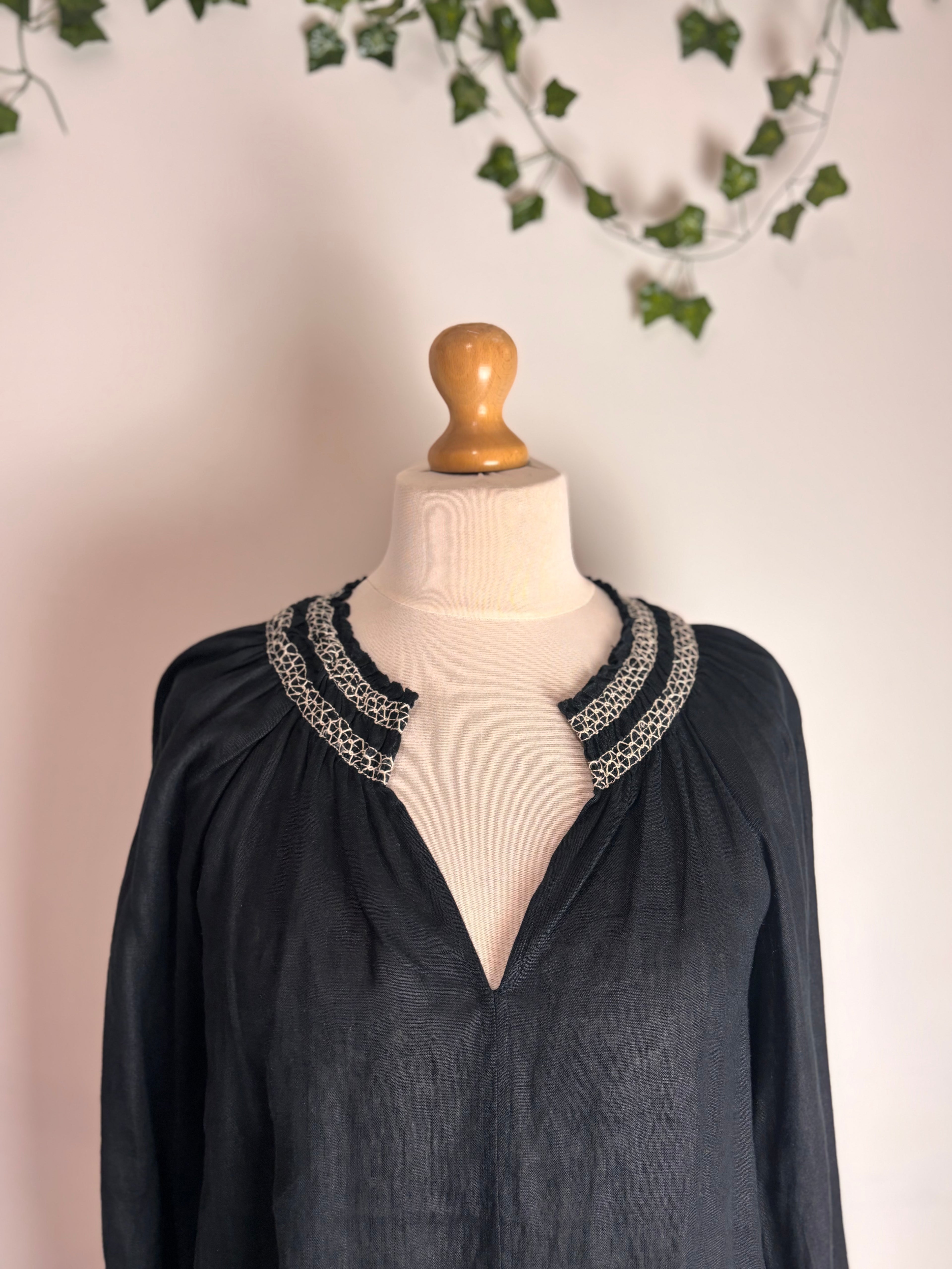 Jigsaw Light Linen Smocked Detail Top