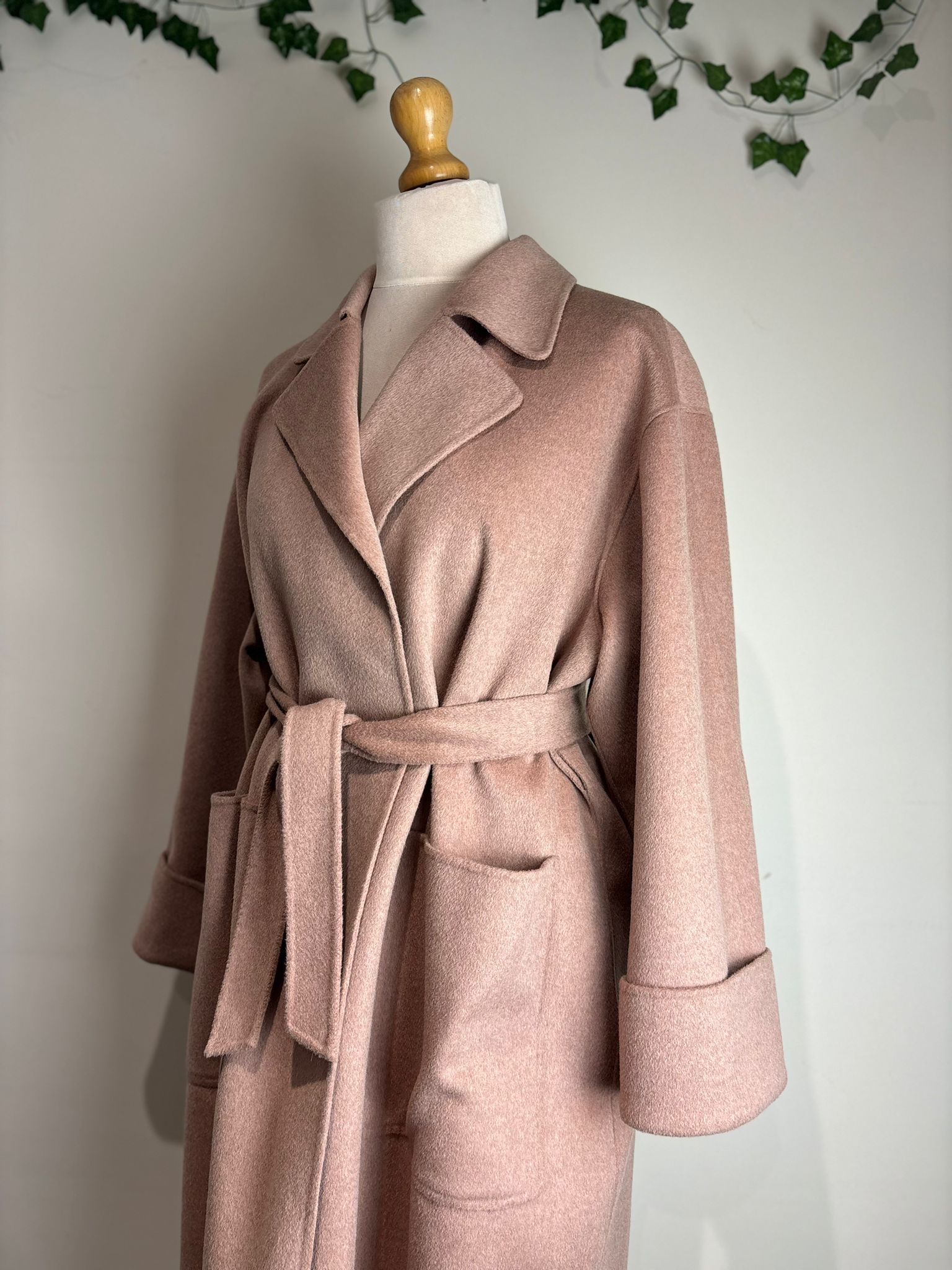 Whistles Pale Pink Double Faced Wool Wrap Coat