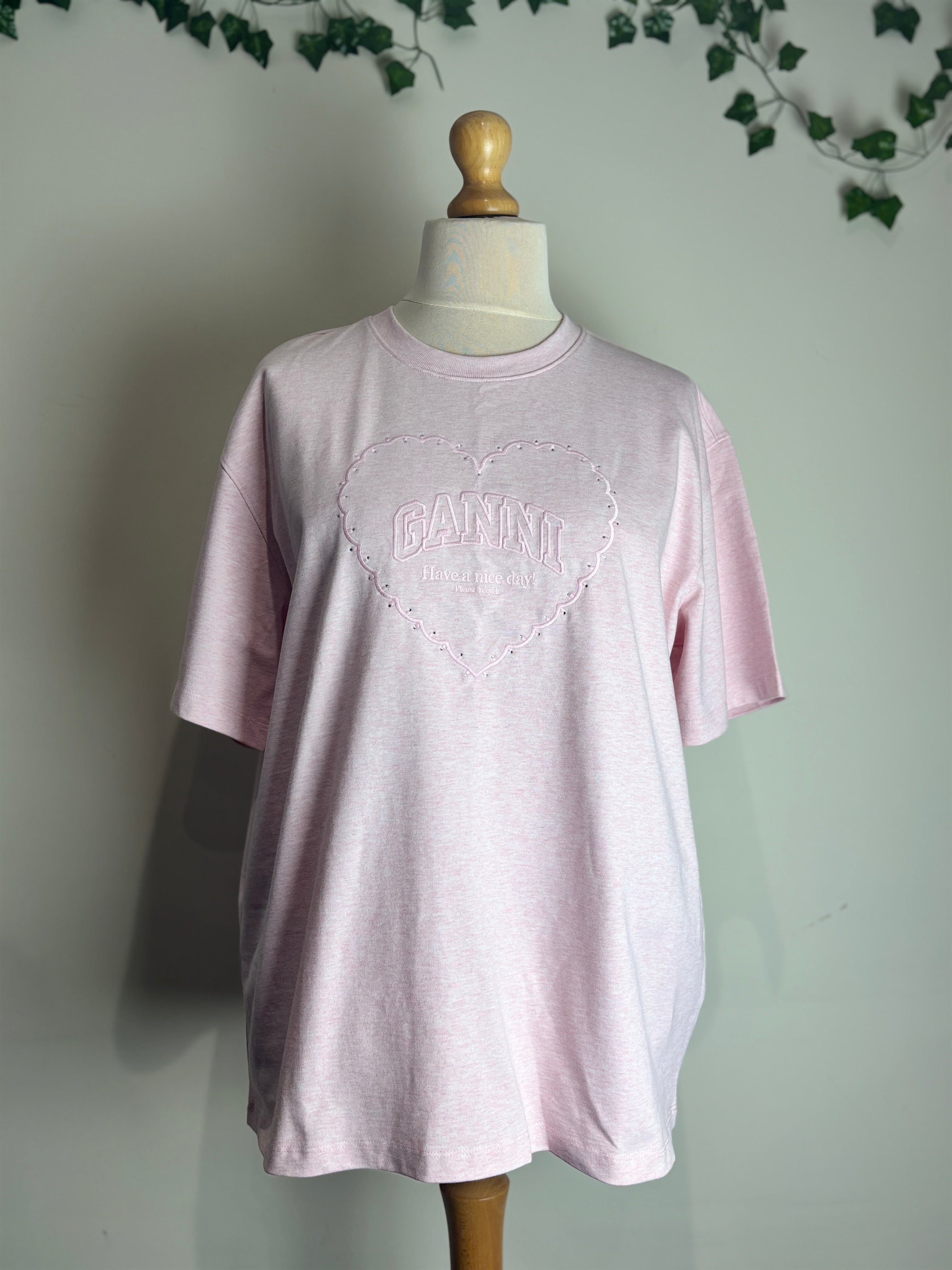 GANNI Baby Pink "Have a Nice Day!" Tee