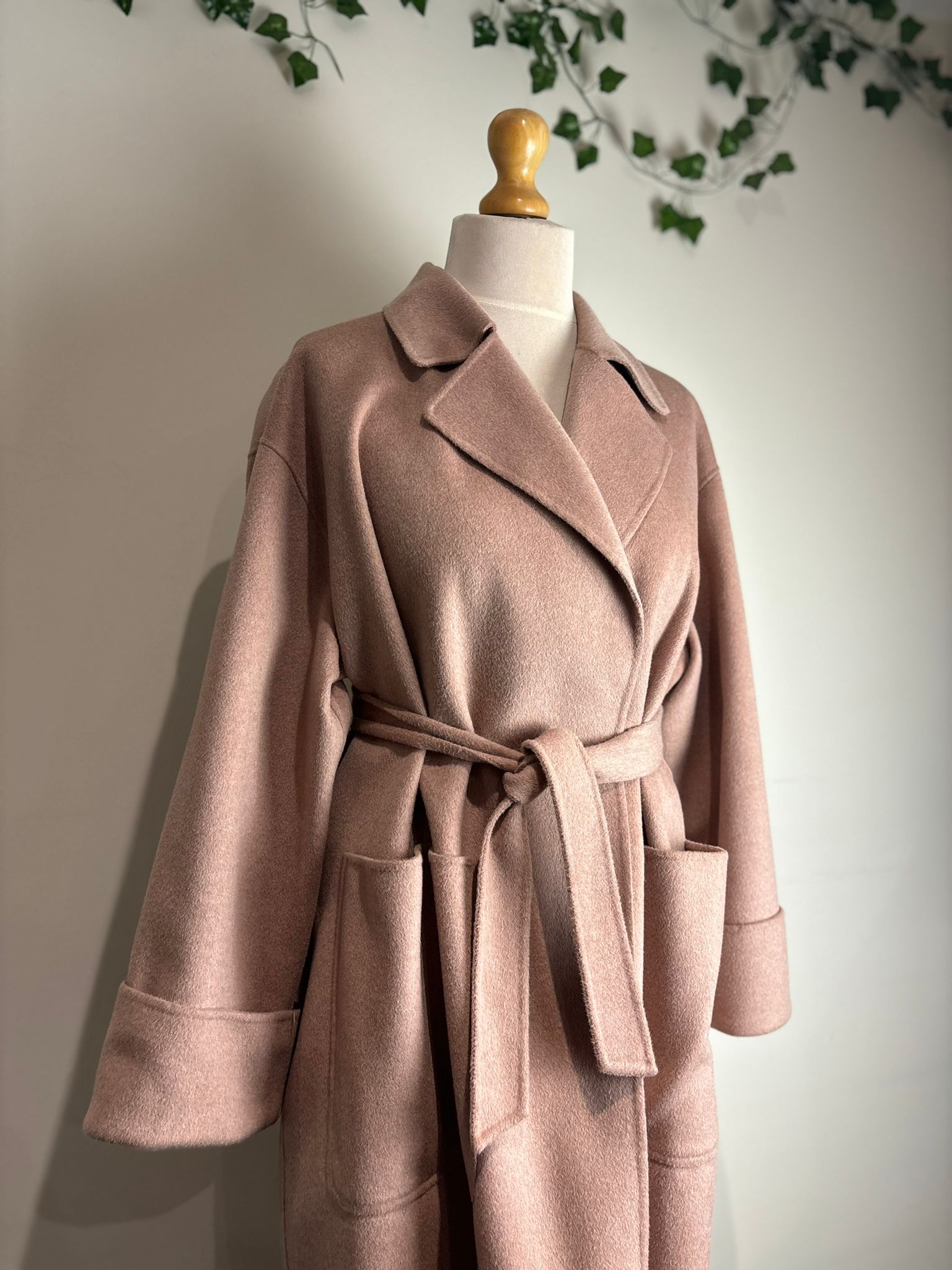 Whistles Pale Pink Double Faced Wool Wrap Coat