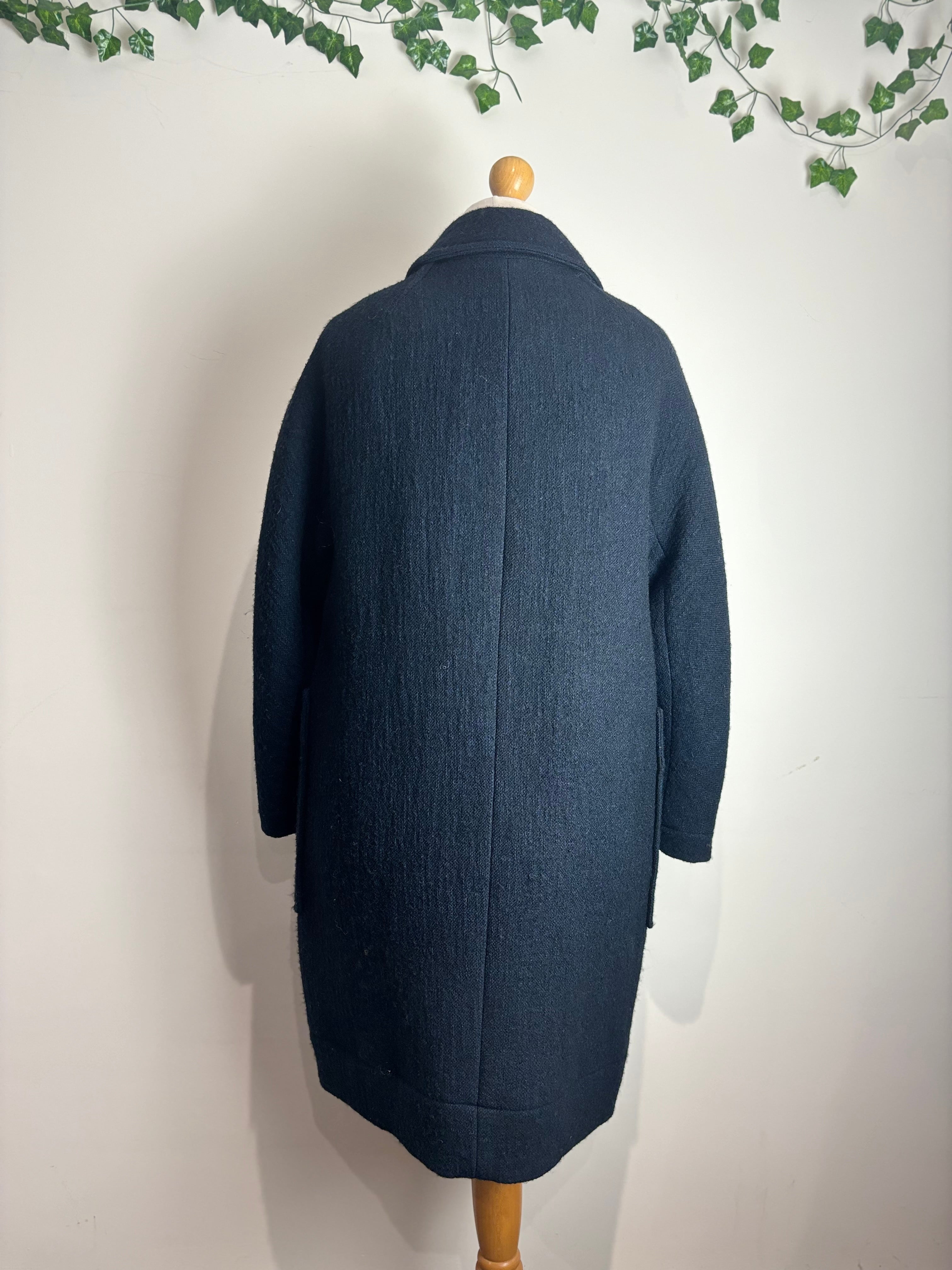 Toast Navy Textured Toggle Duffle Coat