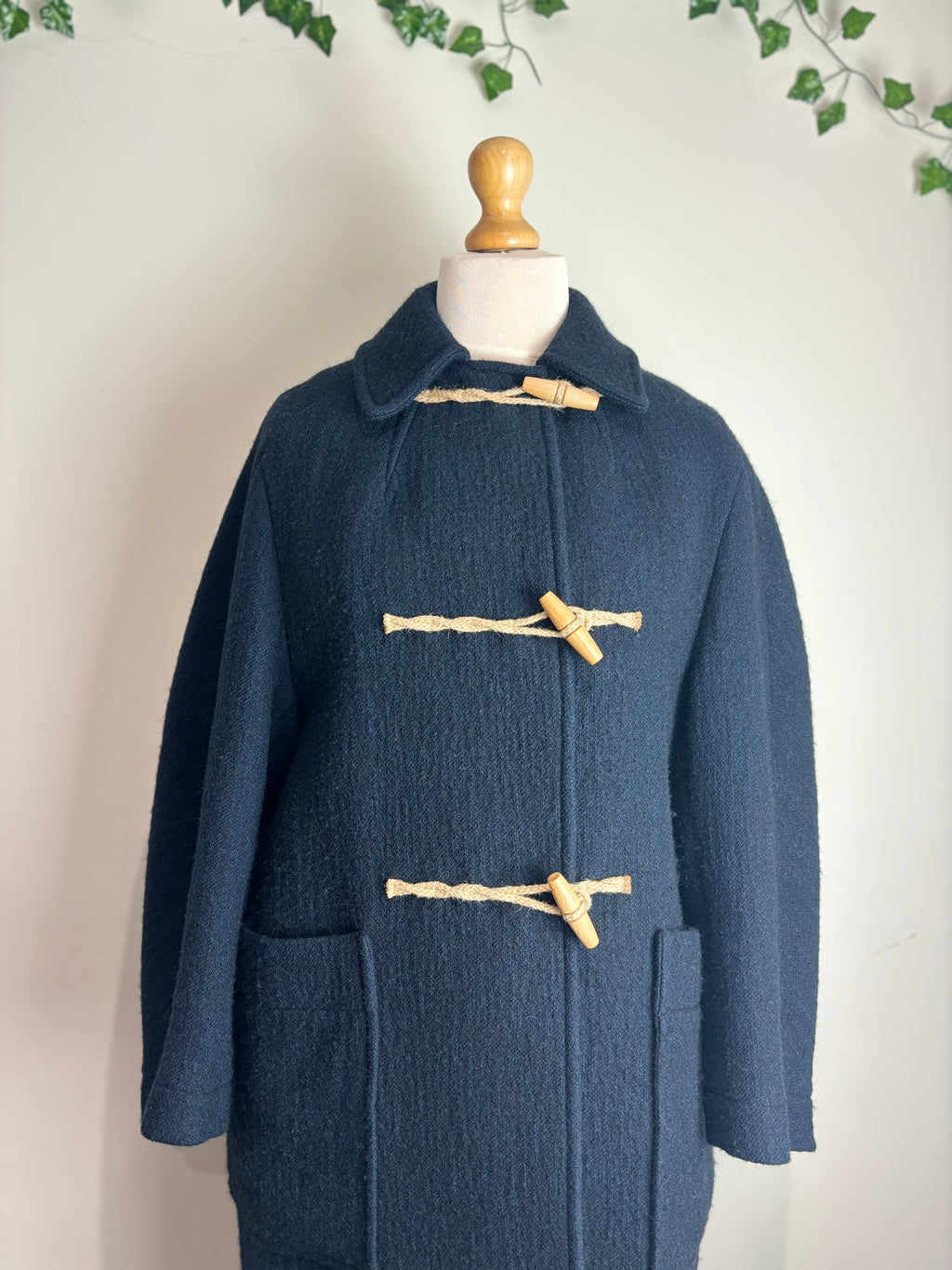 Toast Navy Textured Toggle Duffle Coat
