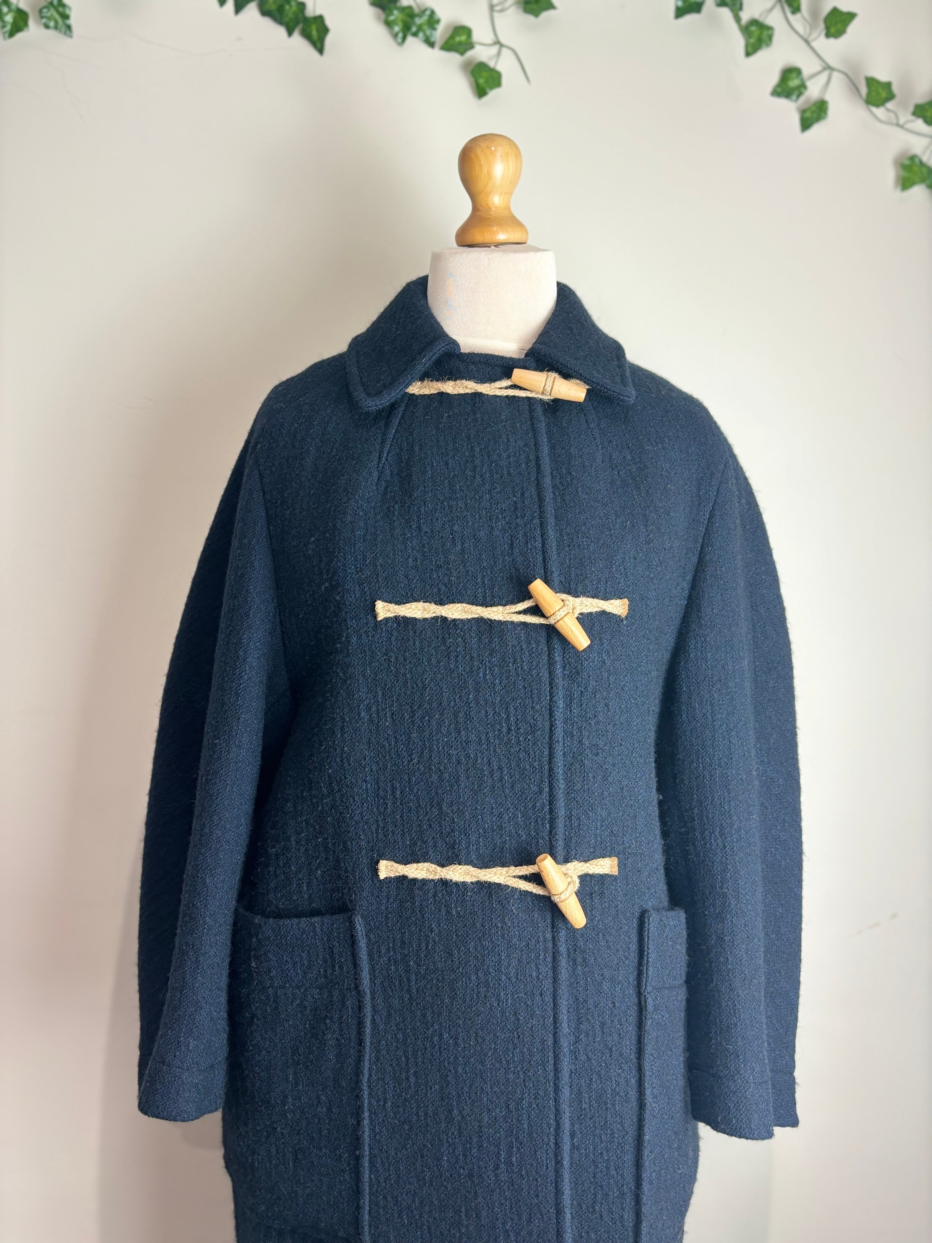 Toast Navy Textured Toggle Duffle Coat