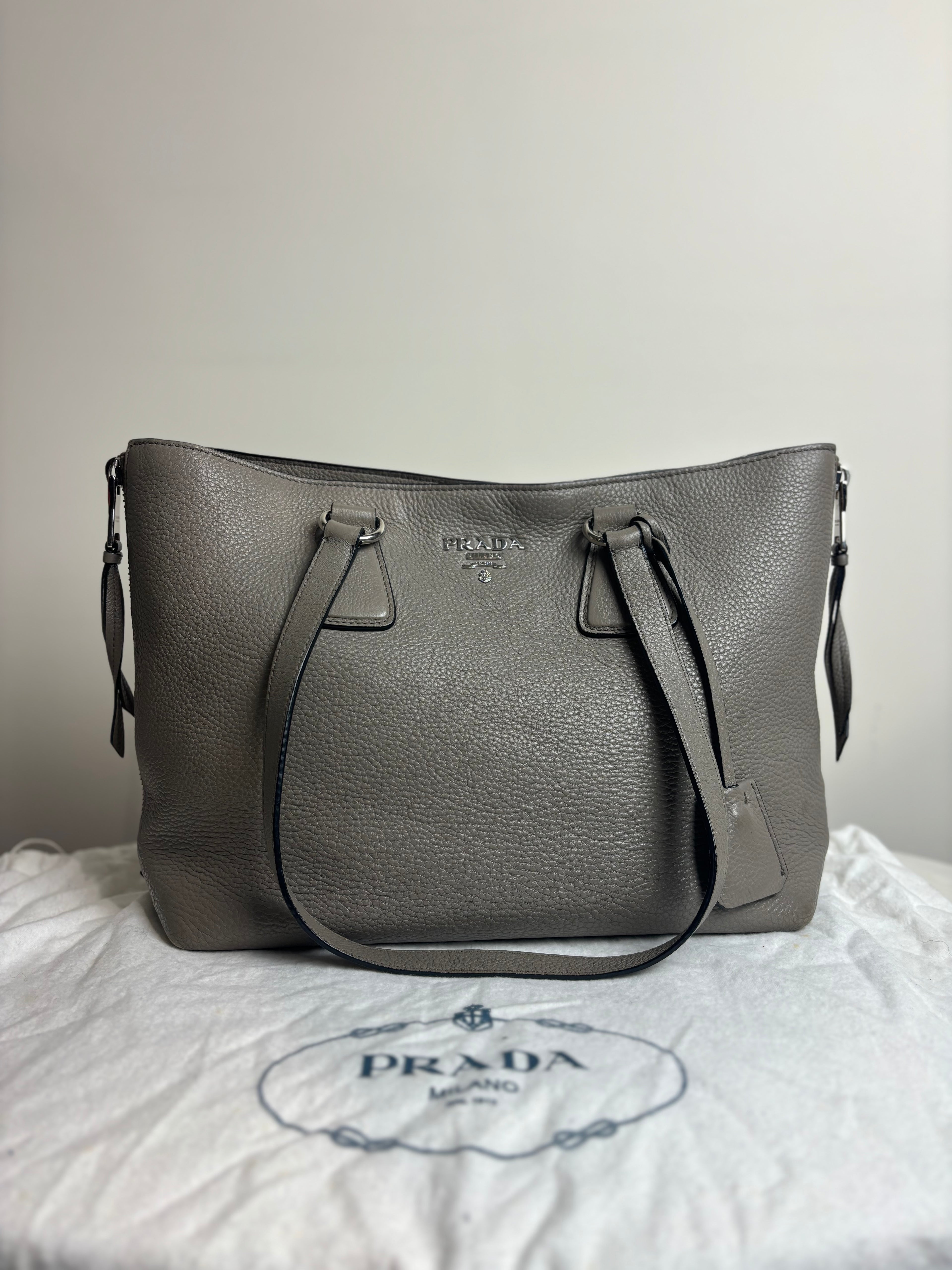 Prada Vitello Daino Zip Tote