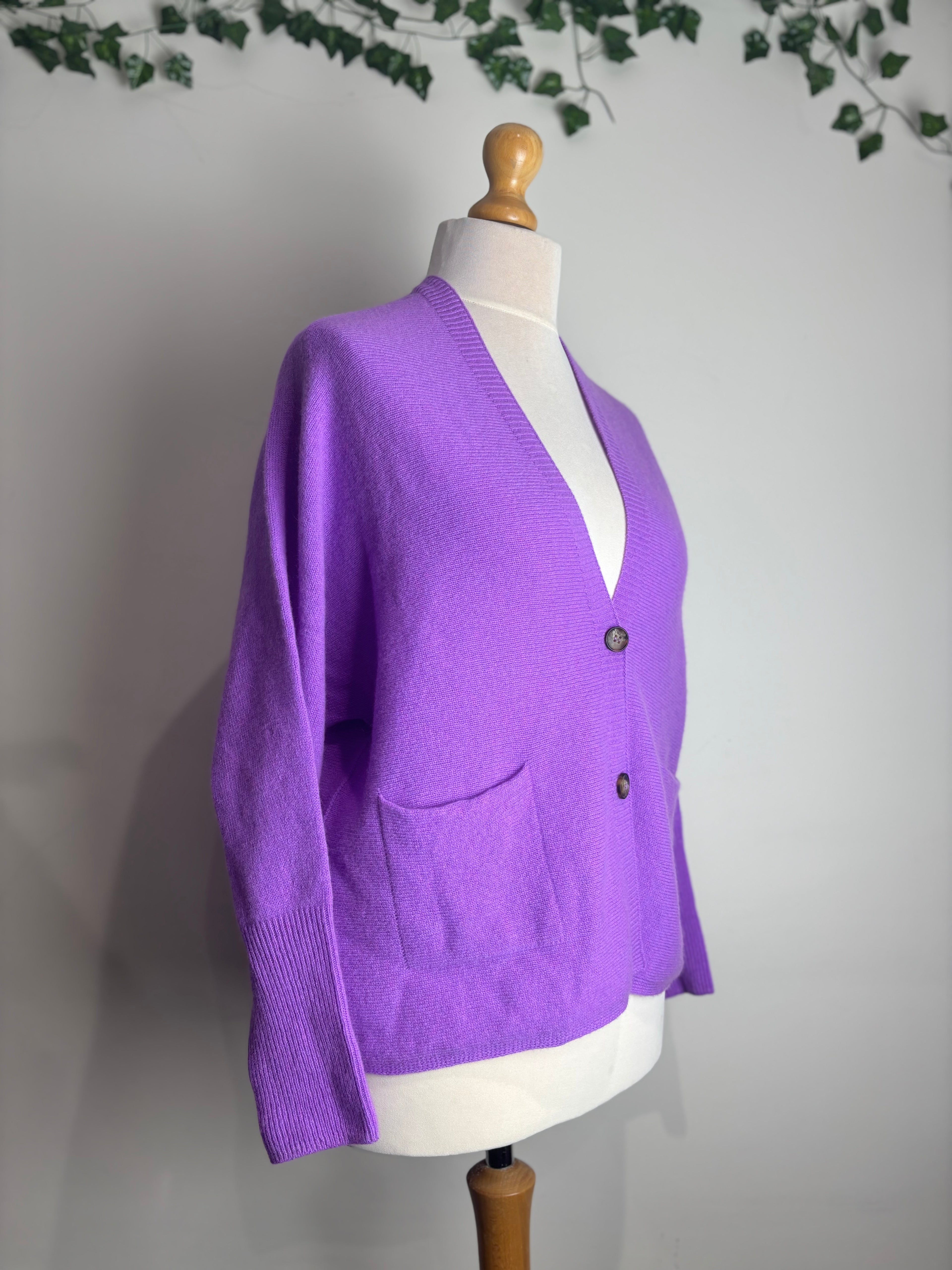 Oui Purple Cashmere & Wool Cardigan