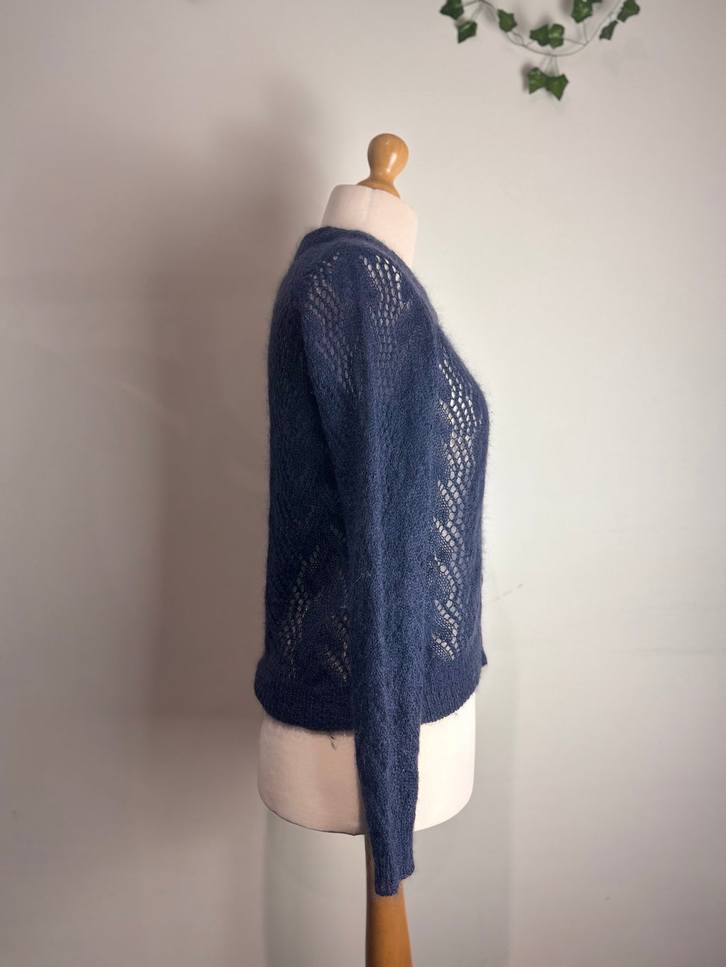 Brora Navy Lace Wool Cardigan