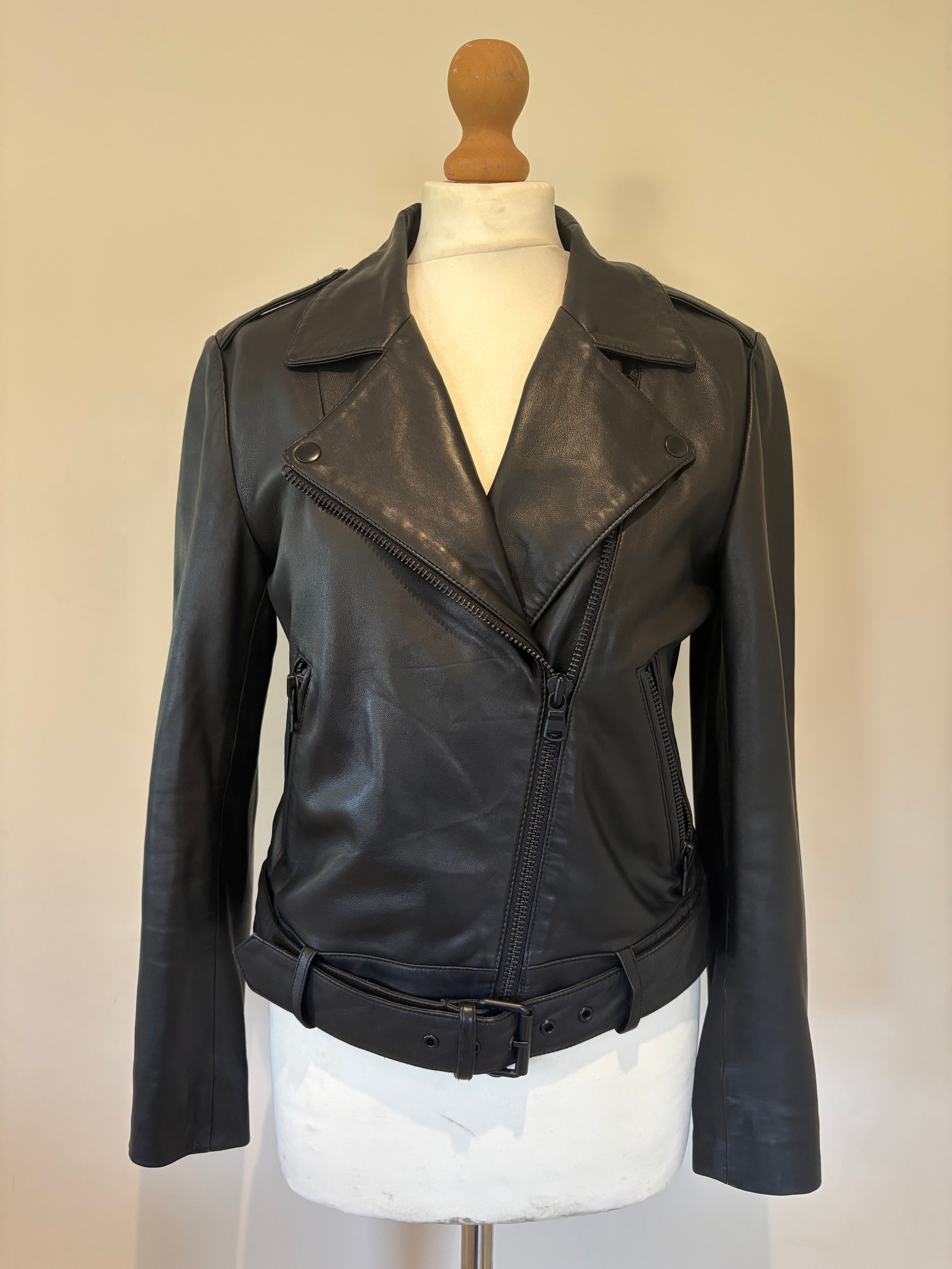 Hush Black Leather Biker Jacket