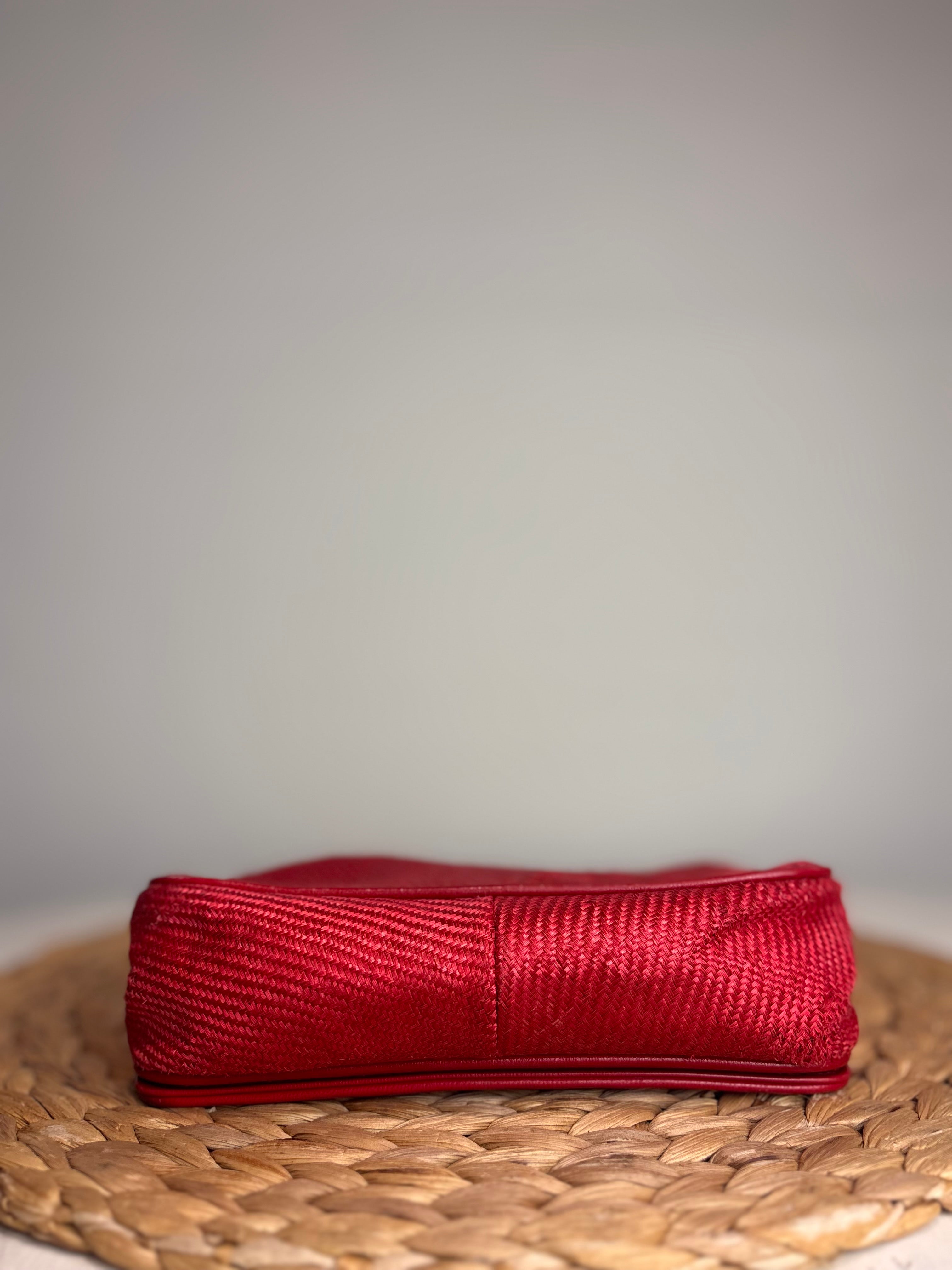 Chanel Red Raffia Mania Shoulder Bag (22K-24K Gold Hardware)
