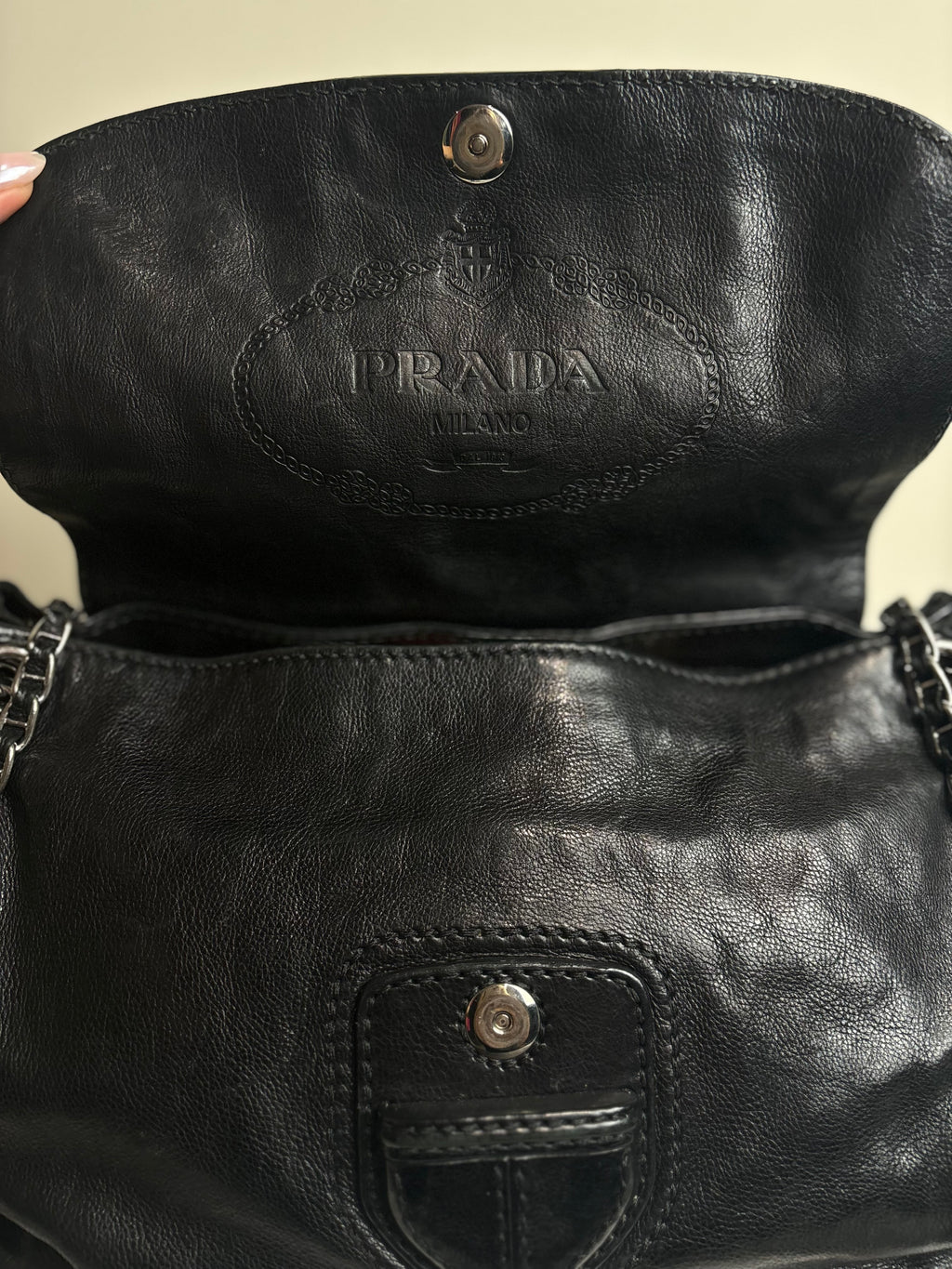 Prada Leather Flap Chain Shoulder Bag