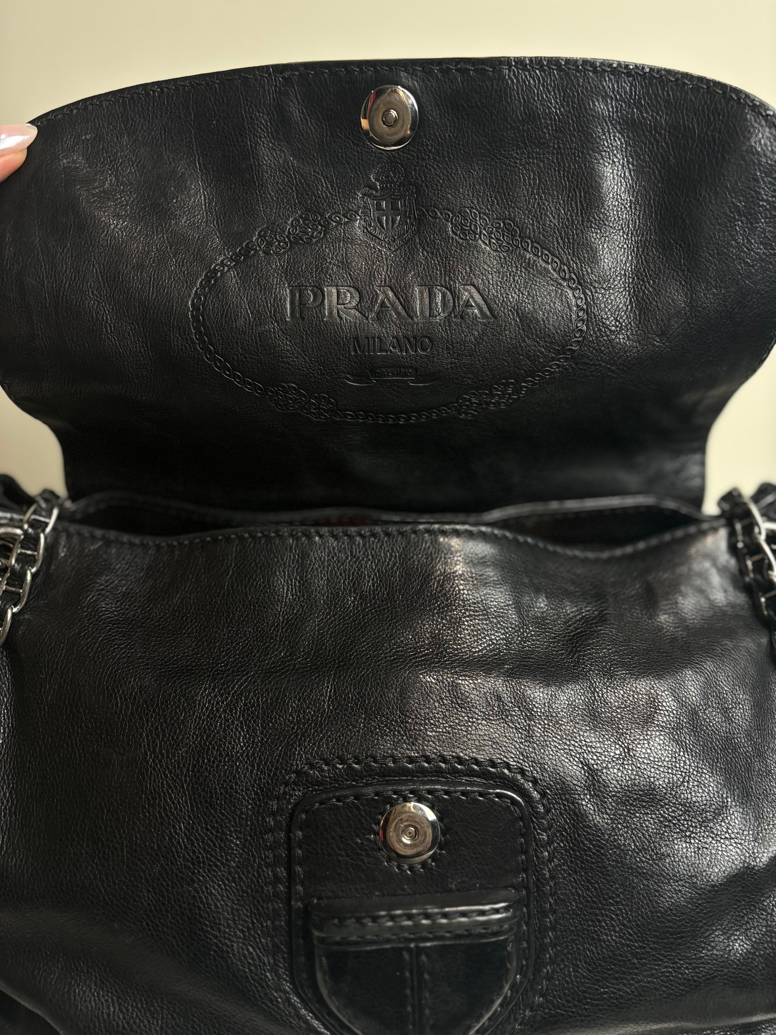 Prada Leather Flap Chain Shoulder Bag