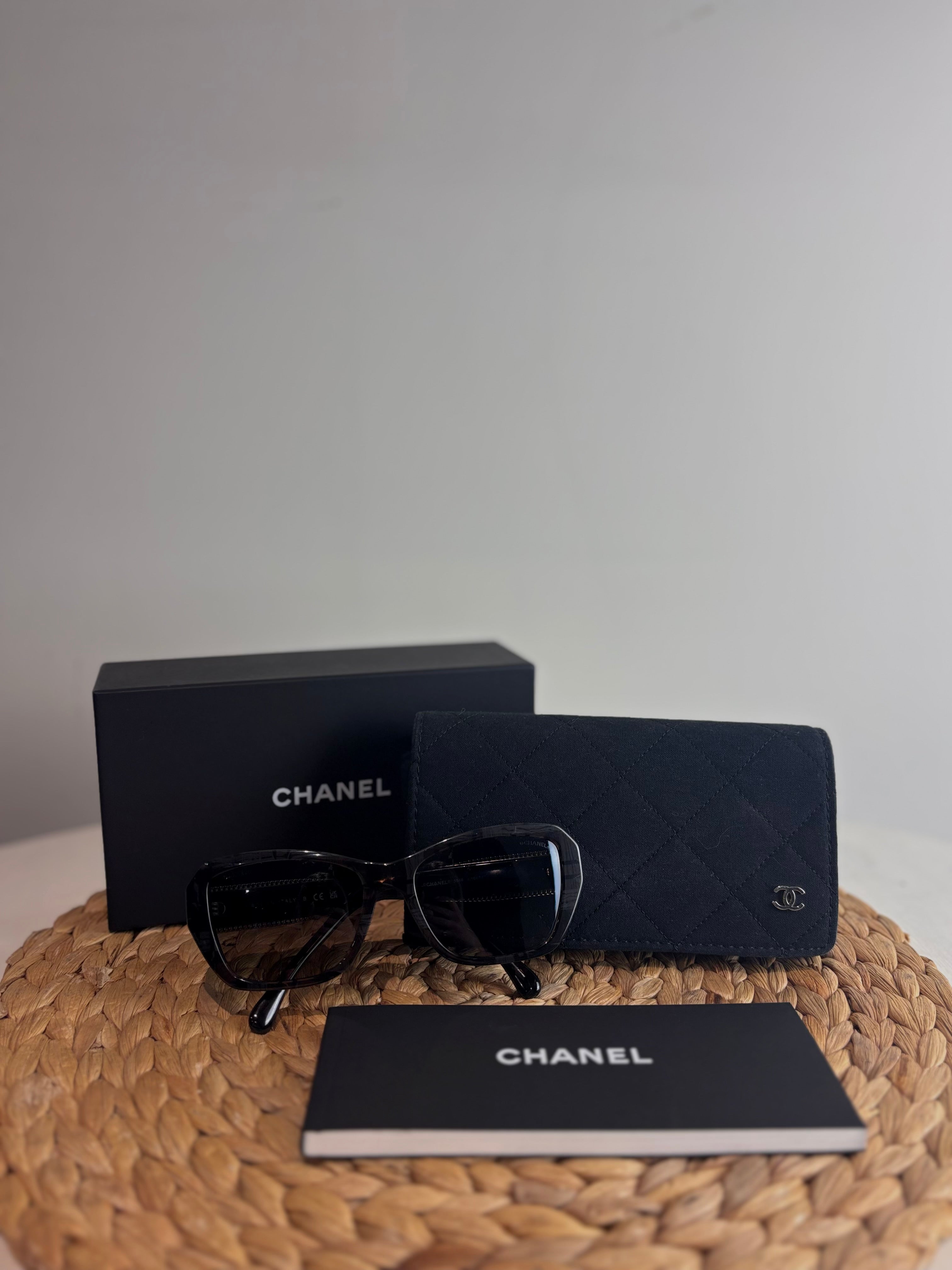 Chanel Butterfly Gold Scalloped Edge Sunglasses