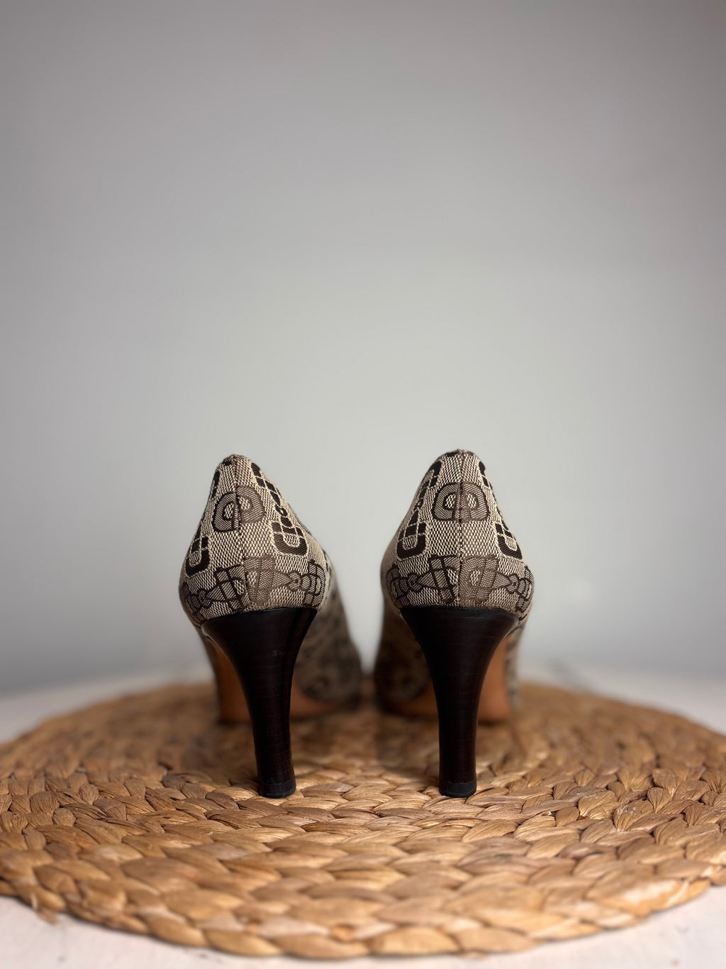 GUCCI GG Monogram Horsebit Velvet Heels
