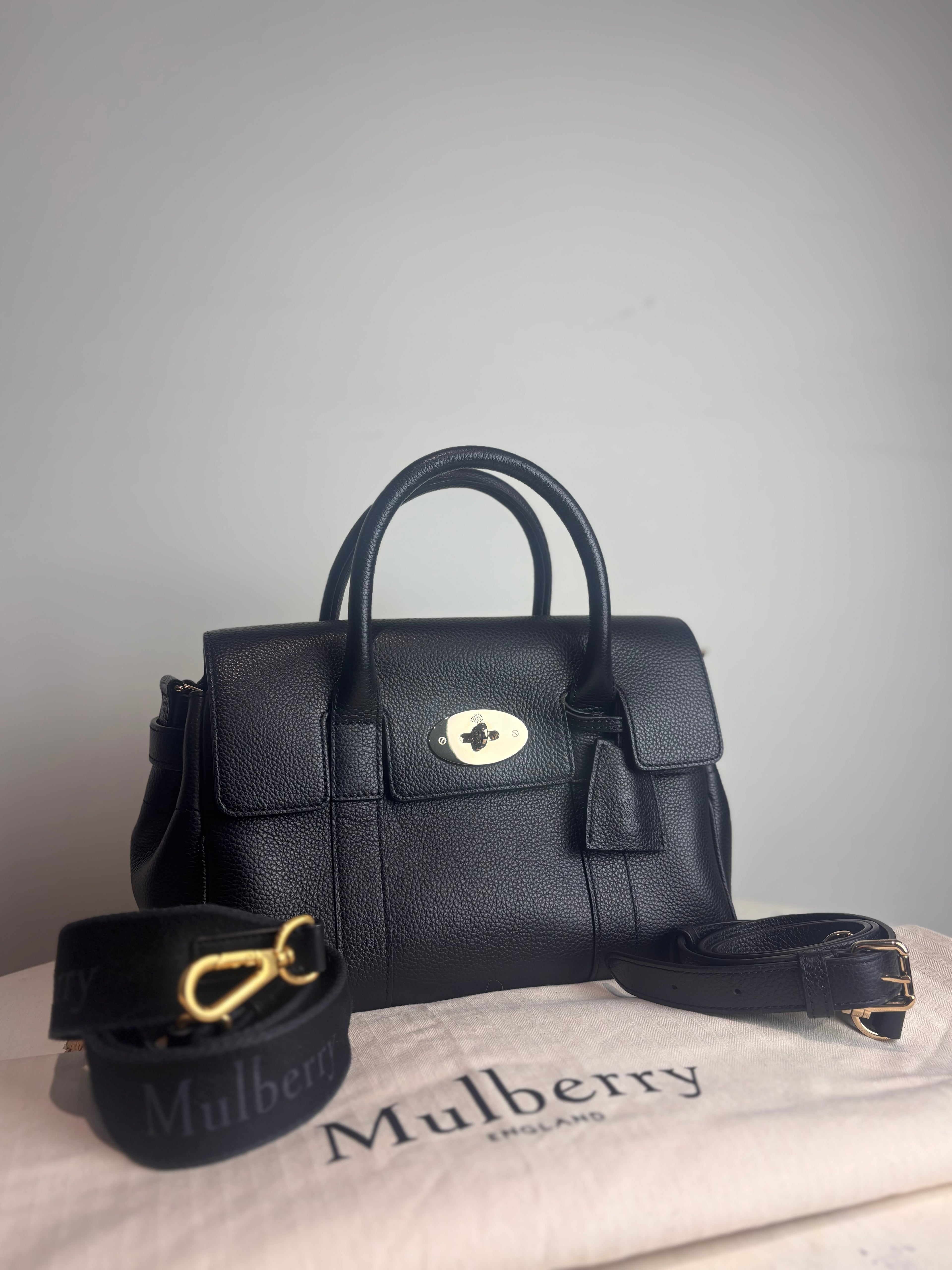 Mulberry Bayswater Satchel in Black Grained Leather