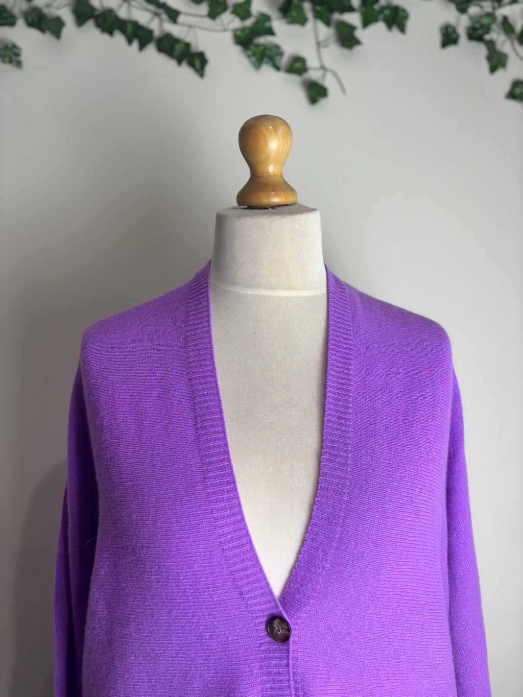 Oui Purple Cashmere & Wool Cardigan