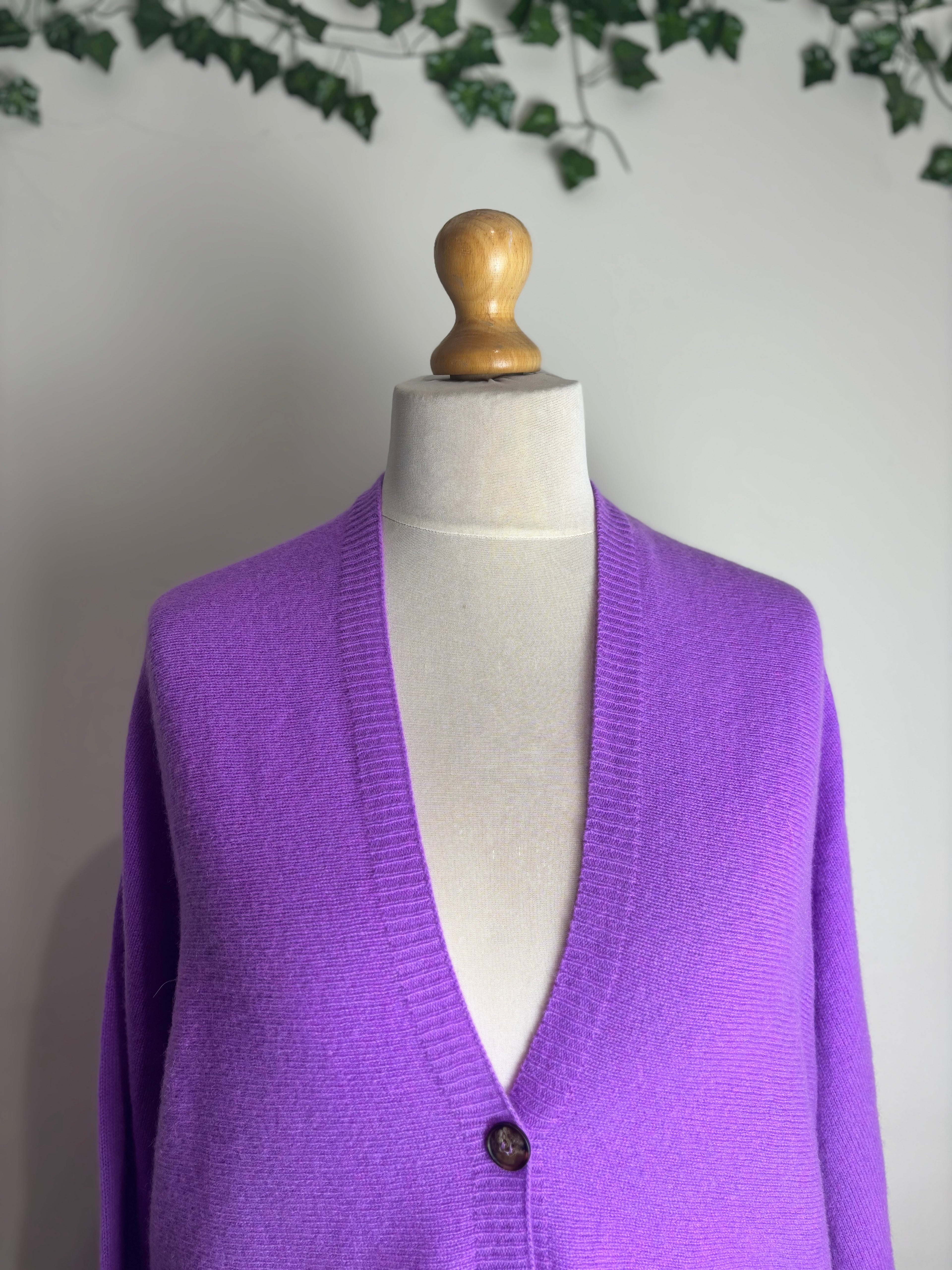 Oui Purple Cashmere & Wool Cardigan