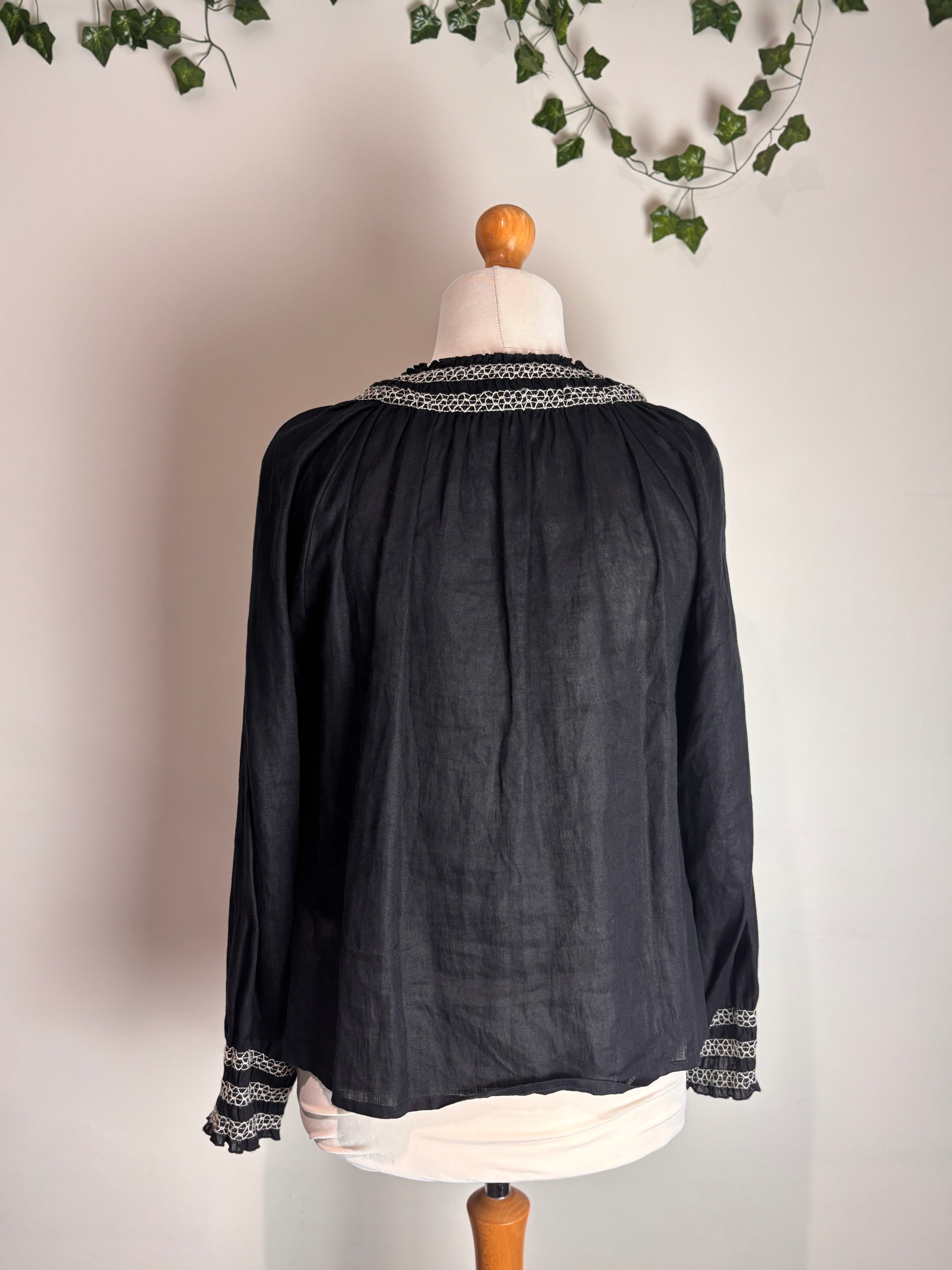 Jigsaw Light Linen Smocked Detail Top
