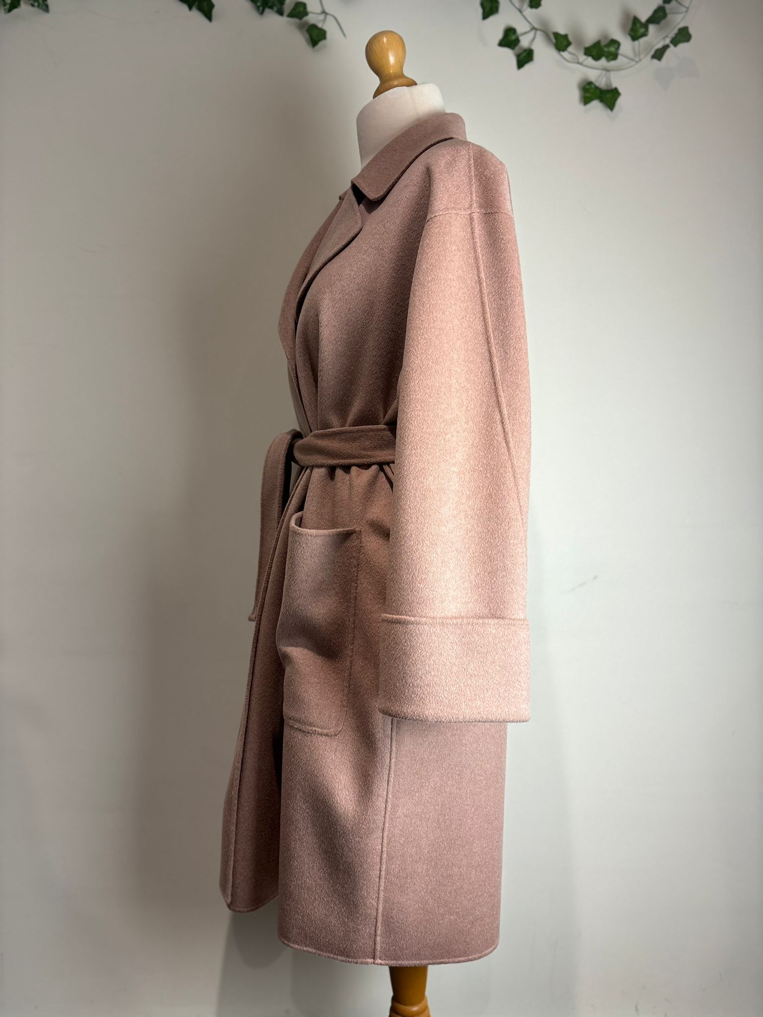 Whistles Pale Pink Double Faced Wool Wrap Coat