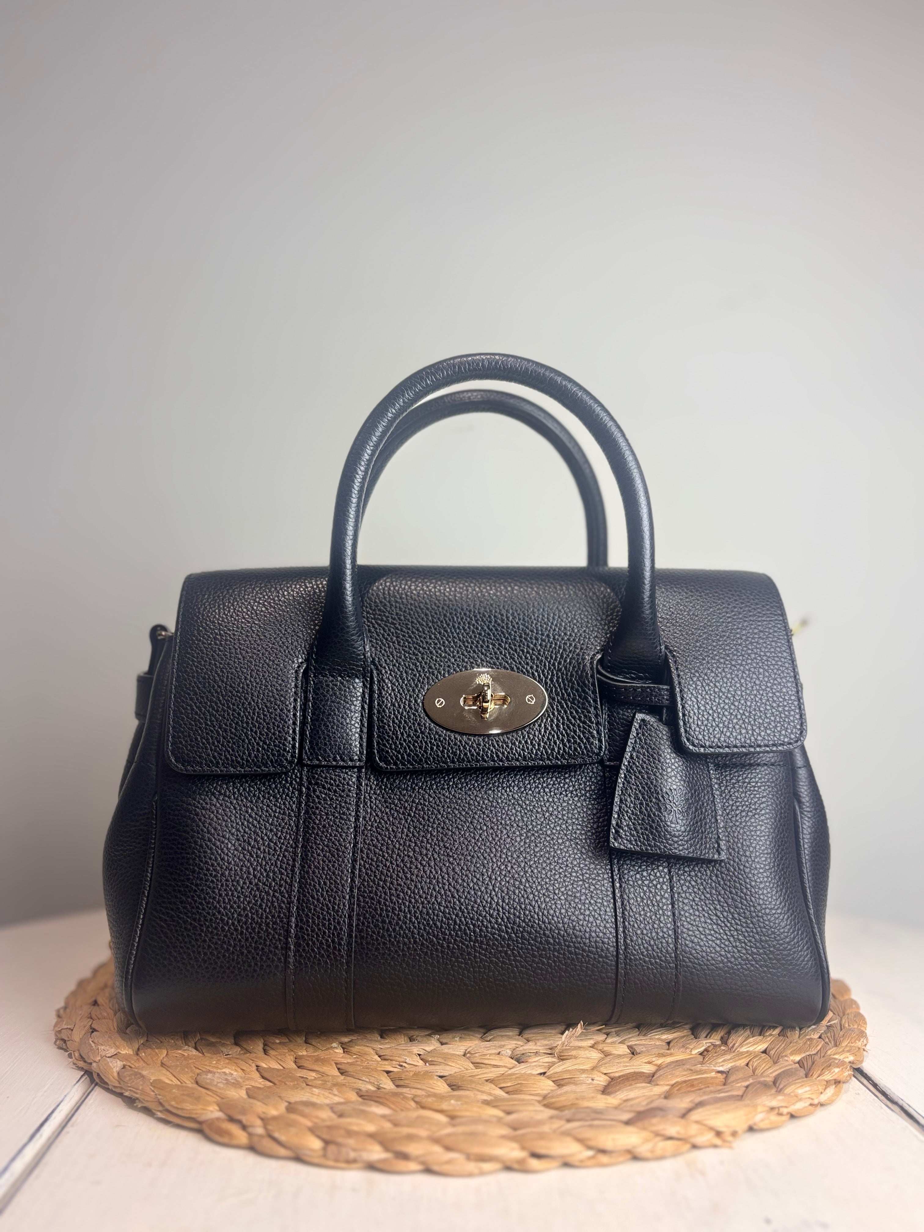 Mulberry Bayswater Satchel in Black Grained Leather