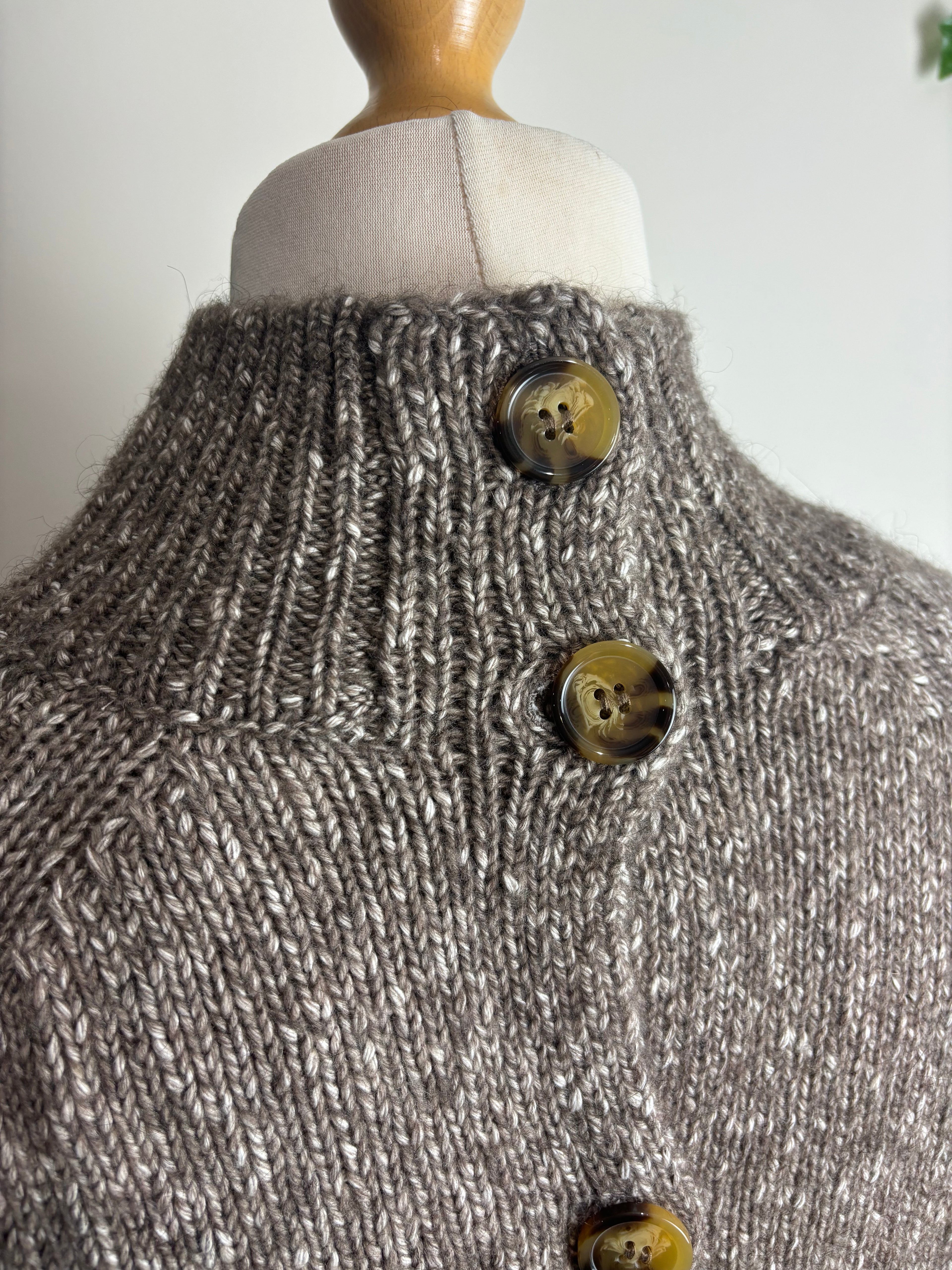 Whistles Oatmeal Flecked Button Back Knit