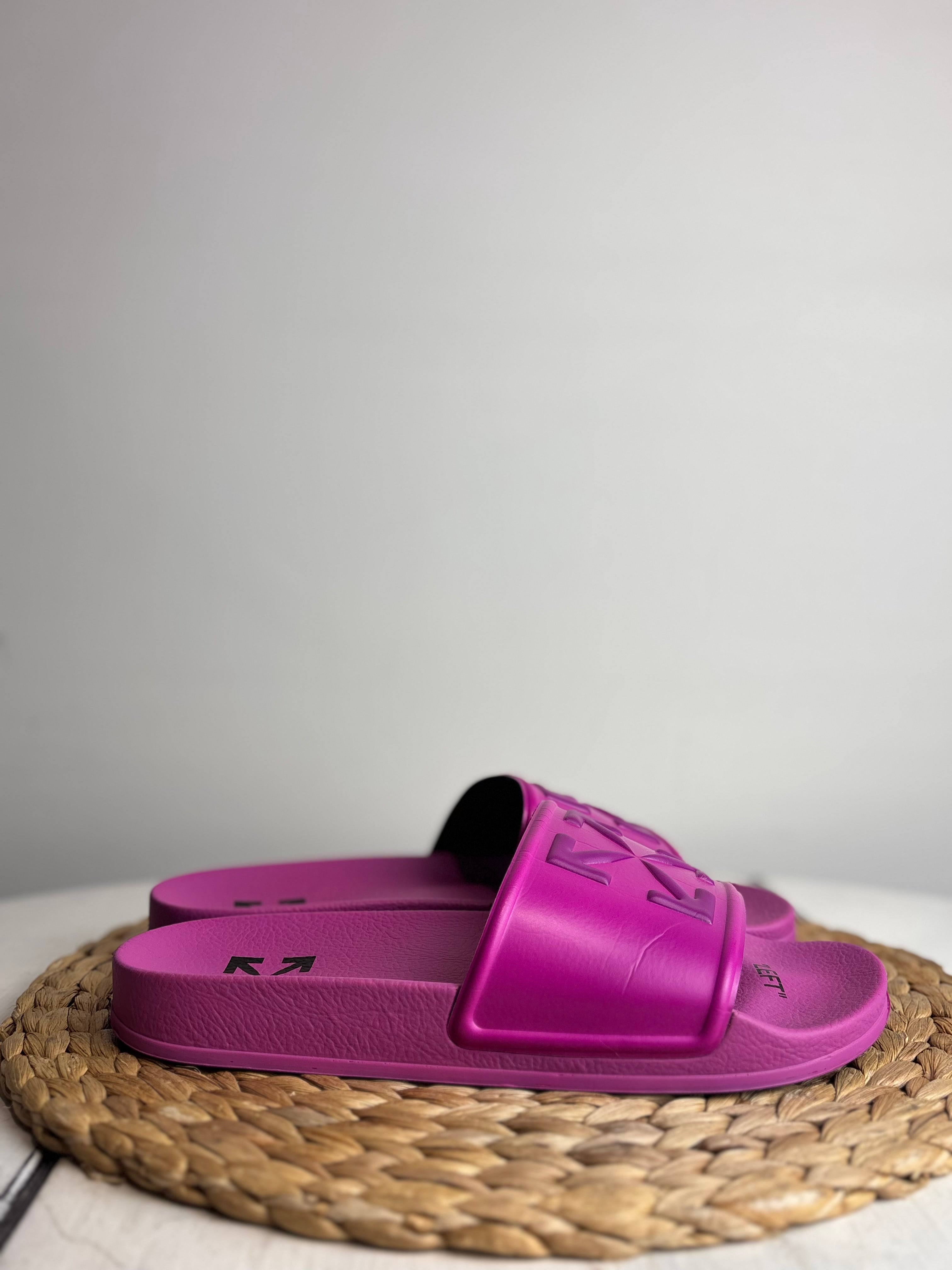 Off-White Arrow Logo Embossed Fuchsia Slides