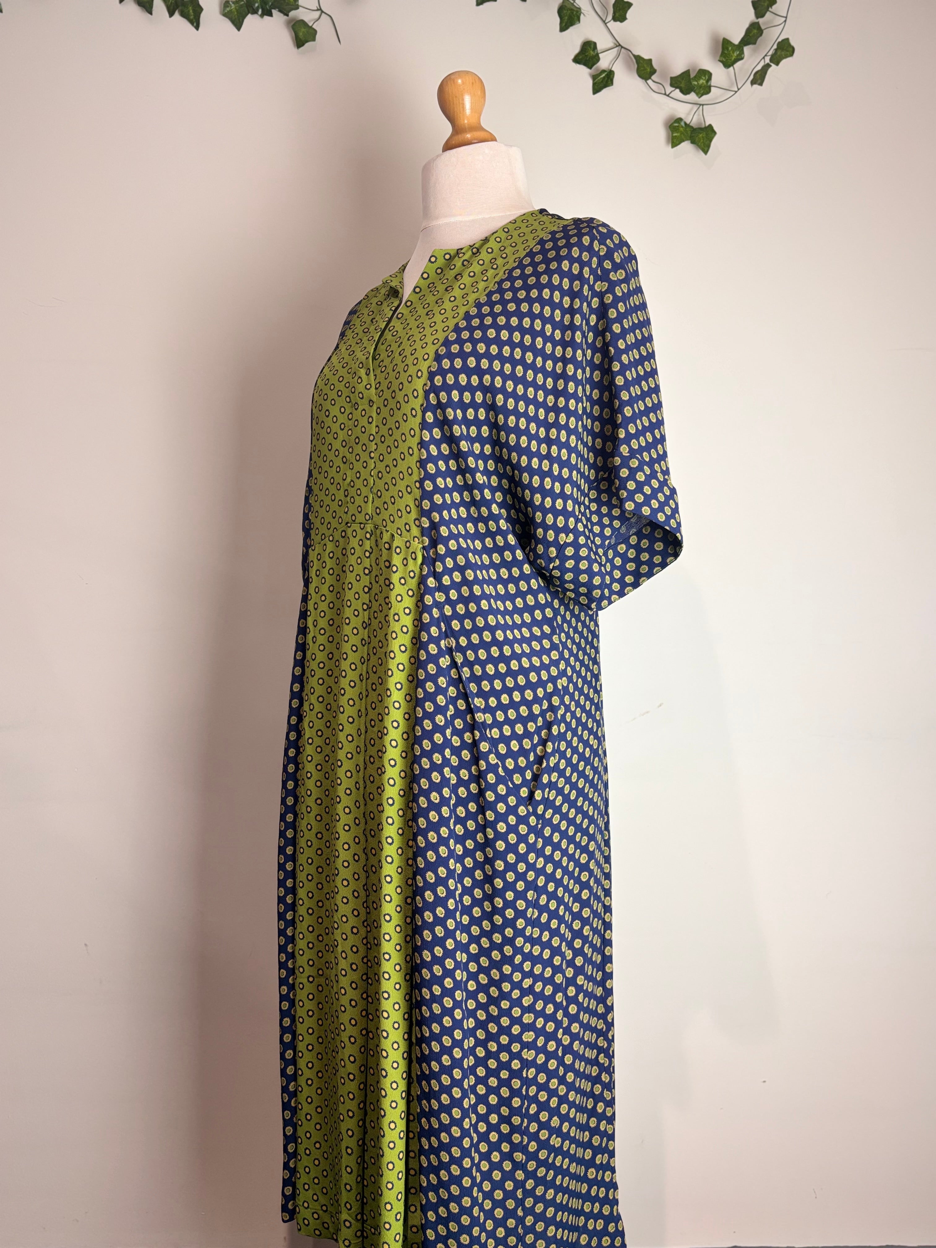 Toast Navy & Green Colour-Block Shift Dress