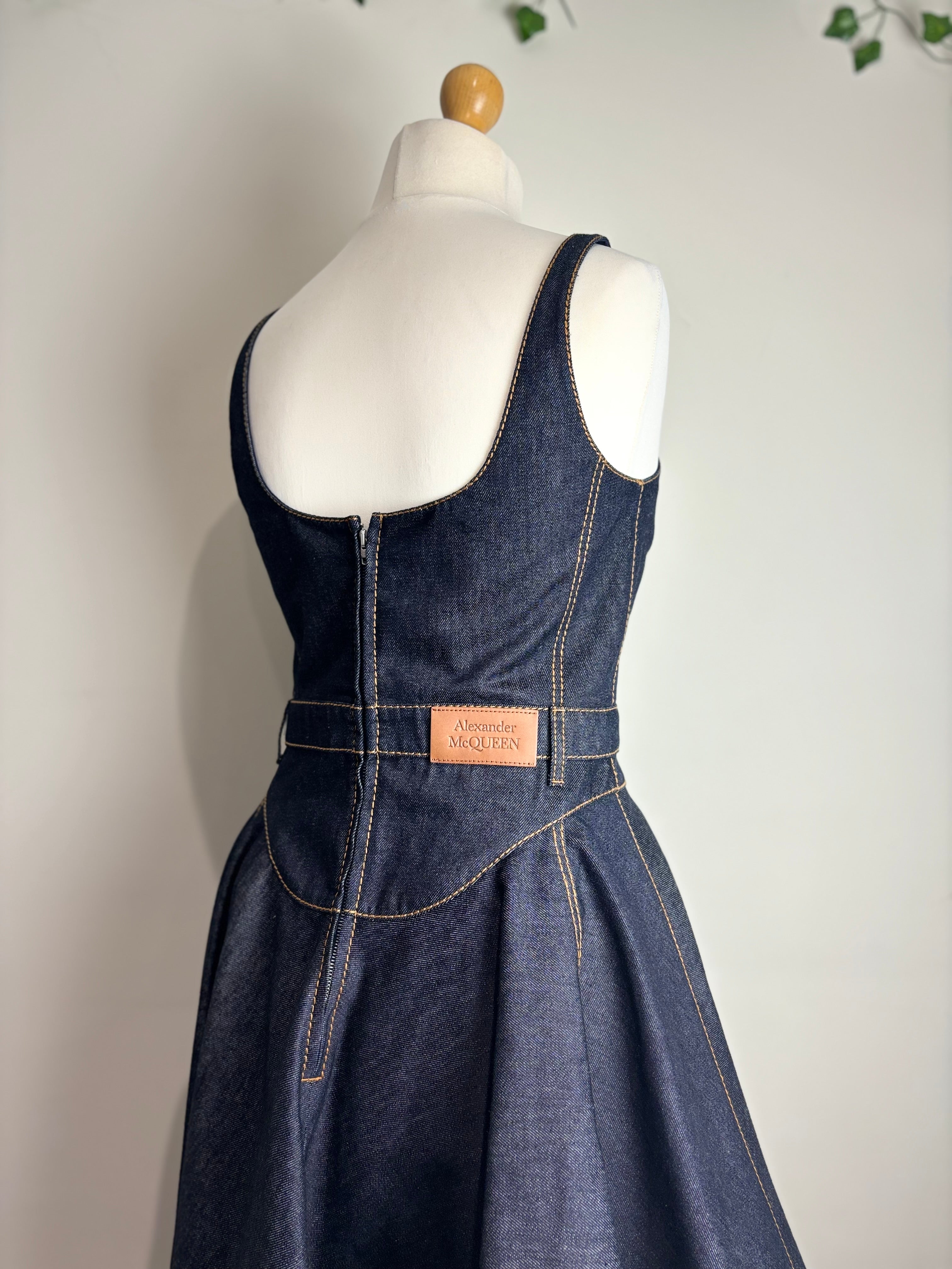 Alexander McQueen Denim Aysmmetric Dress