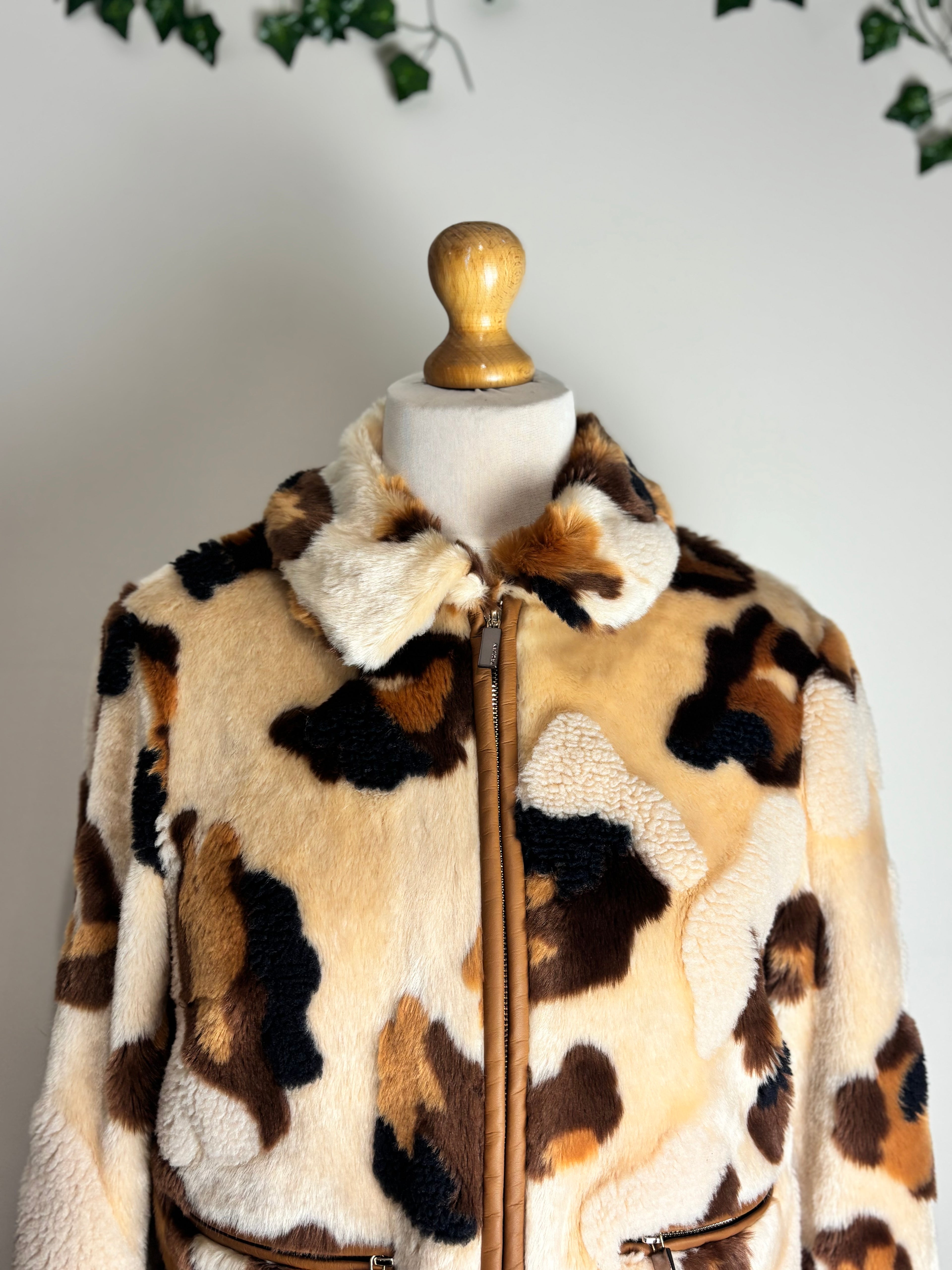 Marc Cain Animal Print Teddy Coat