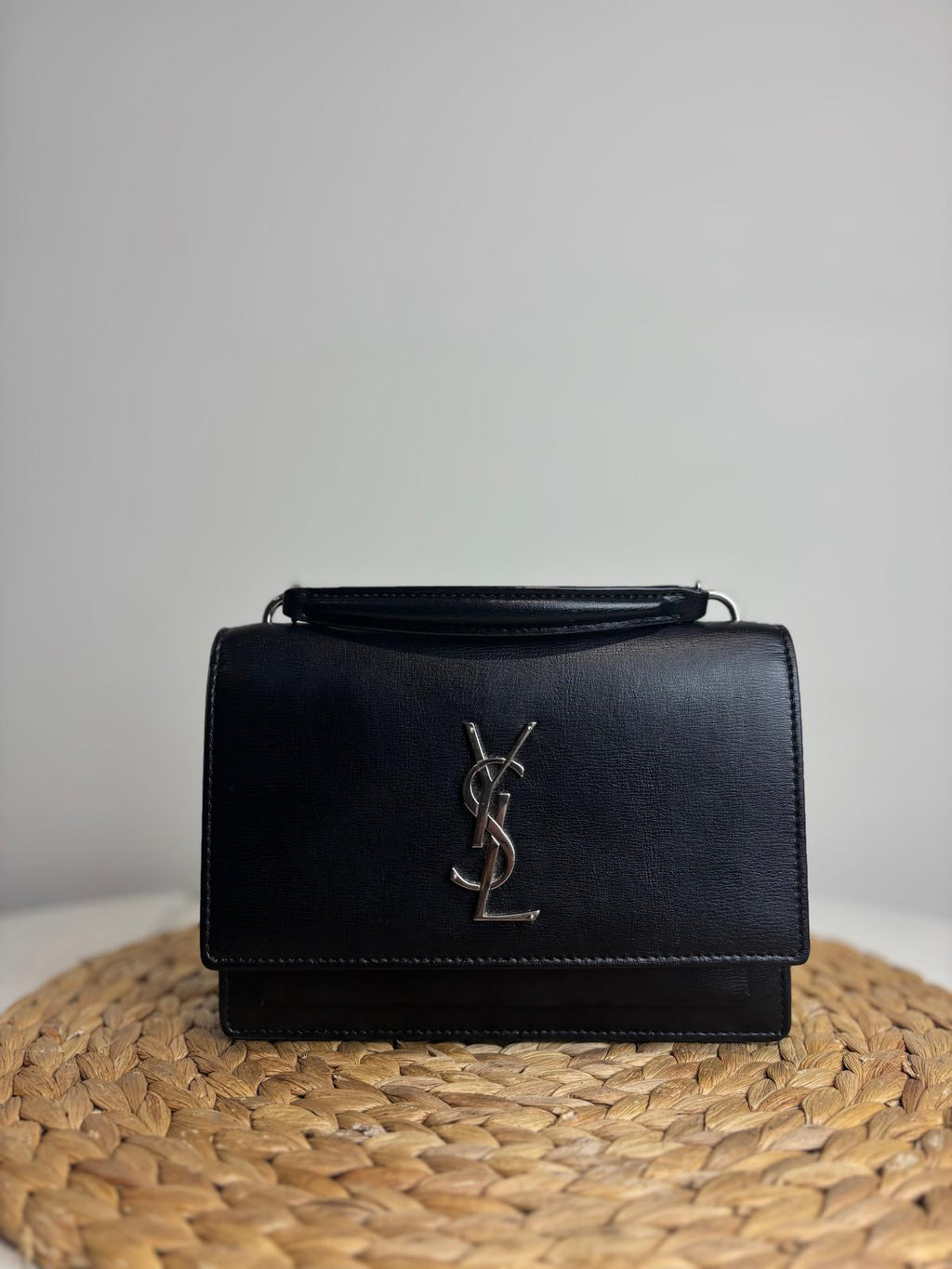 YSL Black Sunset Top Handle Chain Wallet
