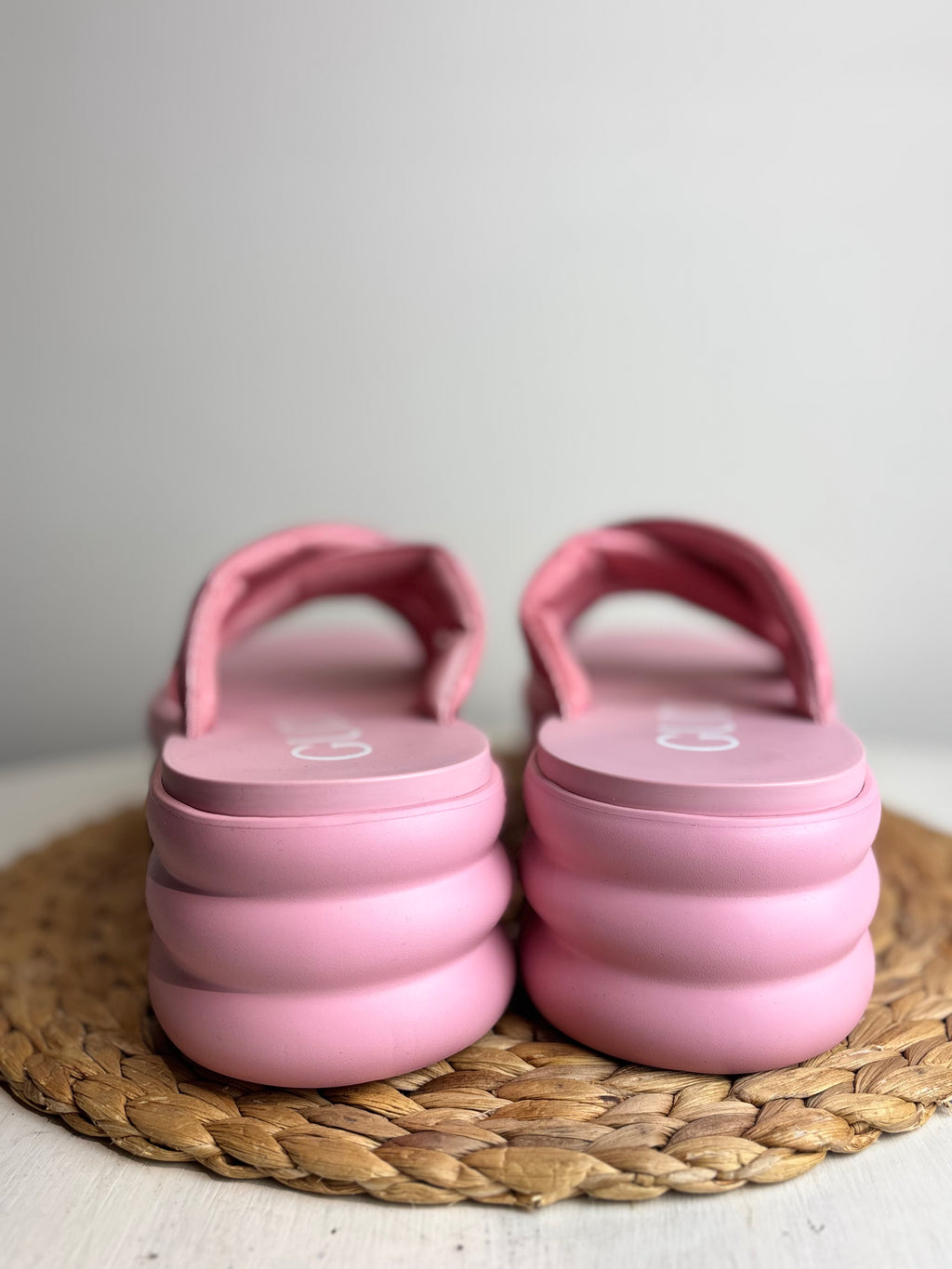 Gucci GG Jacquard Platform Pink Sliders