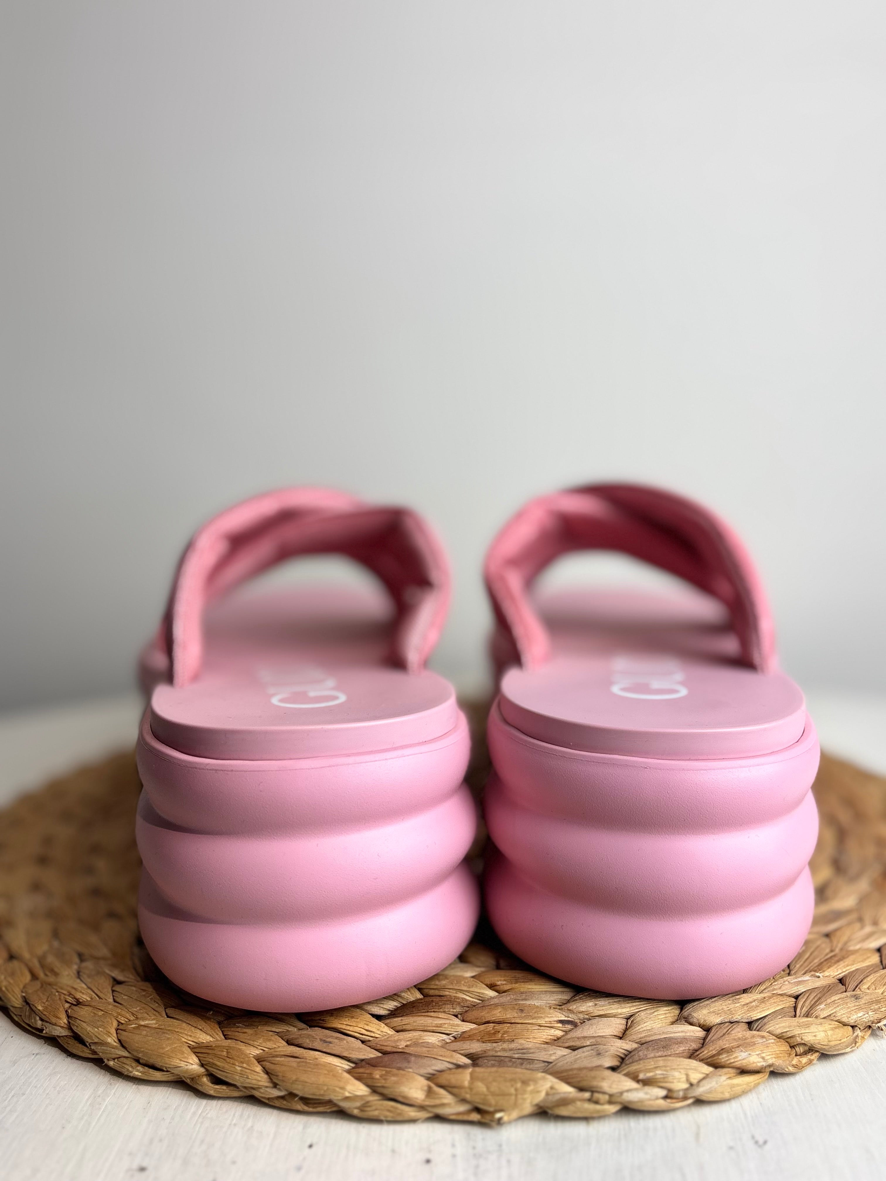 Gucci GG Jacquard Platform Pink Sliders