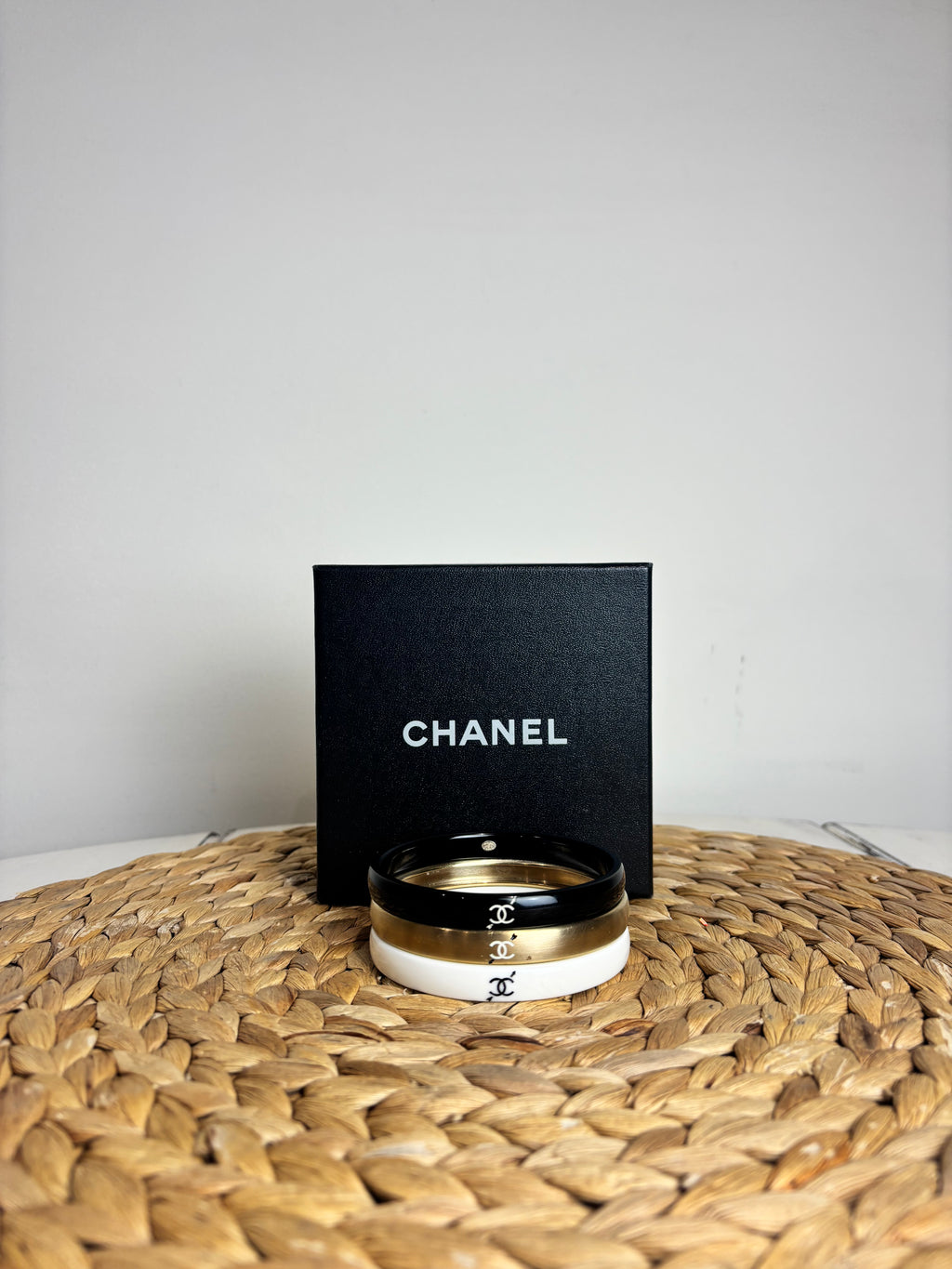 Chanel CC Resin Gold Tone Stacking Bracelets