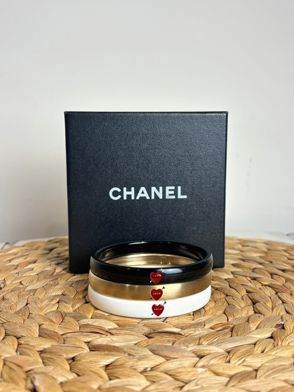 Chanel CC Resin Gold Tone Stacking Bracelets