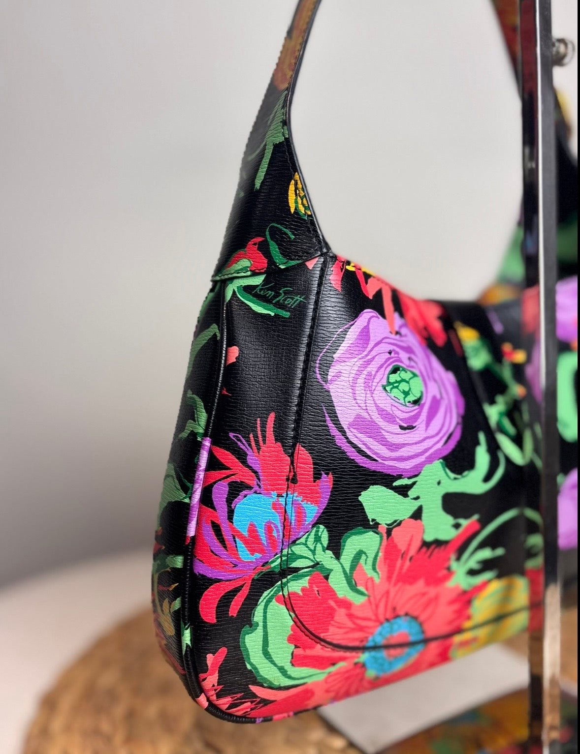 GUCCI x Ken Scott Calfskin Floral Print Jackie 1961 Crossbody Bag